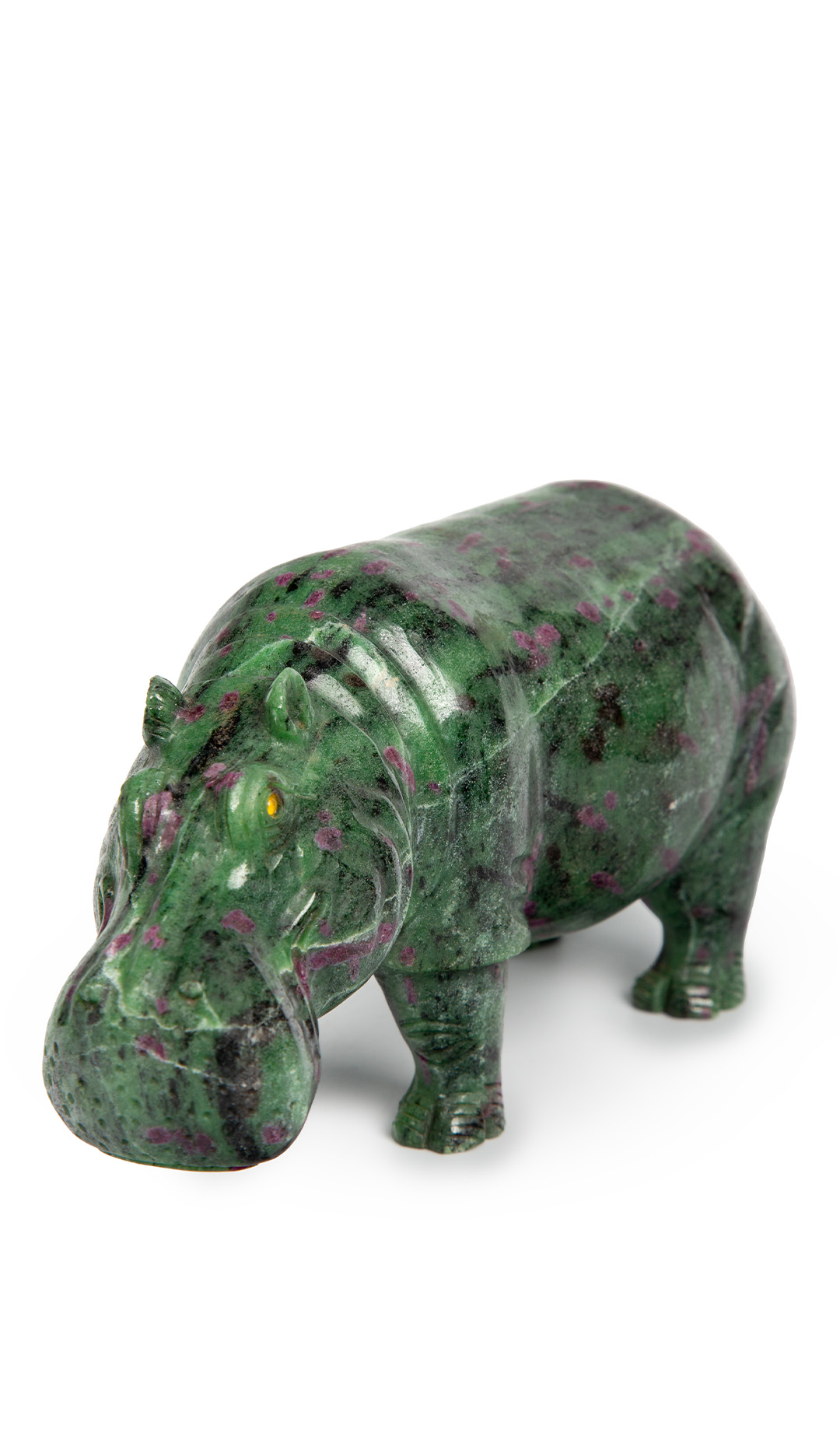 Intricately Carved Ruby in Zoisite Hippo 8″