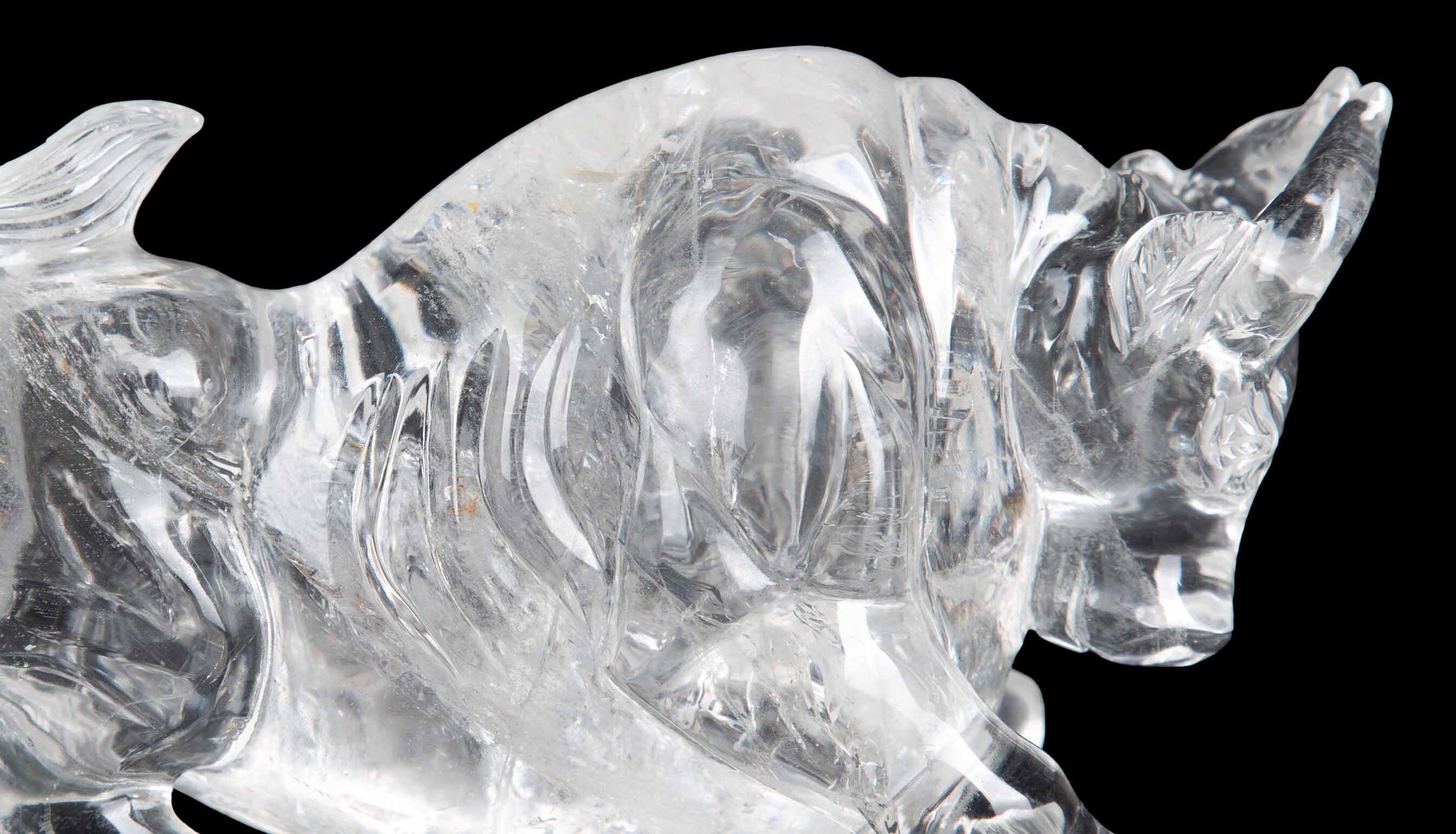 Carved Rock Crystal Bull
