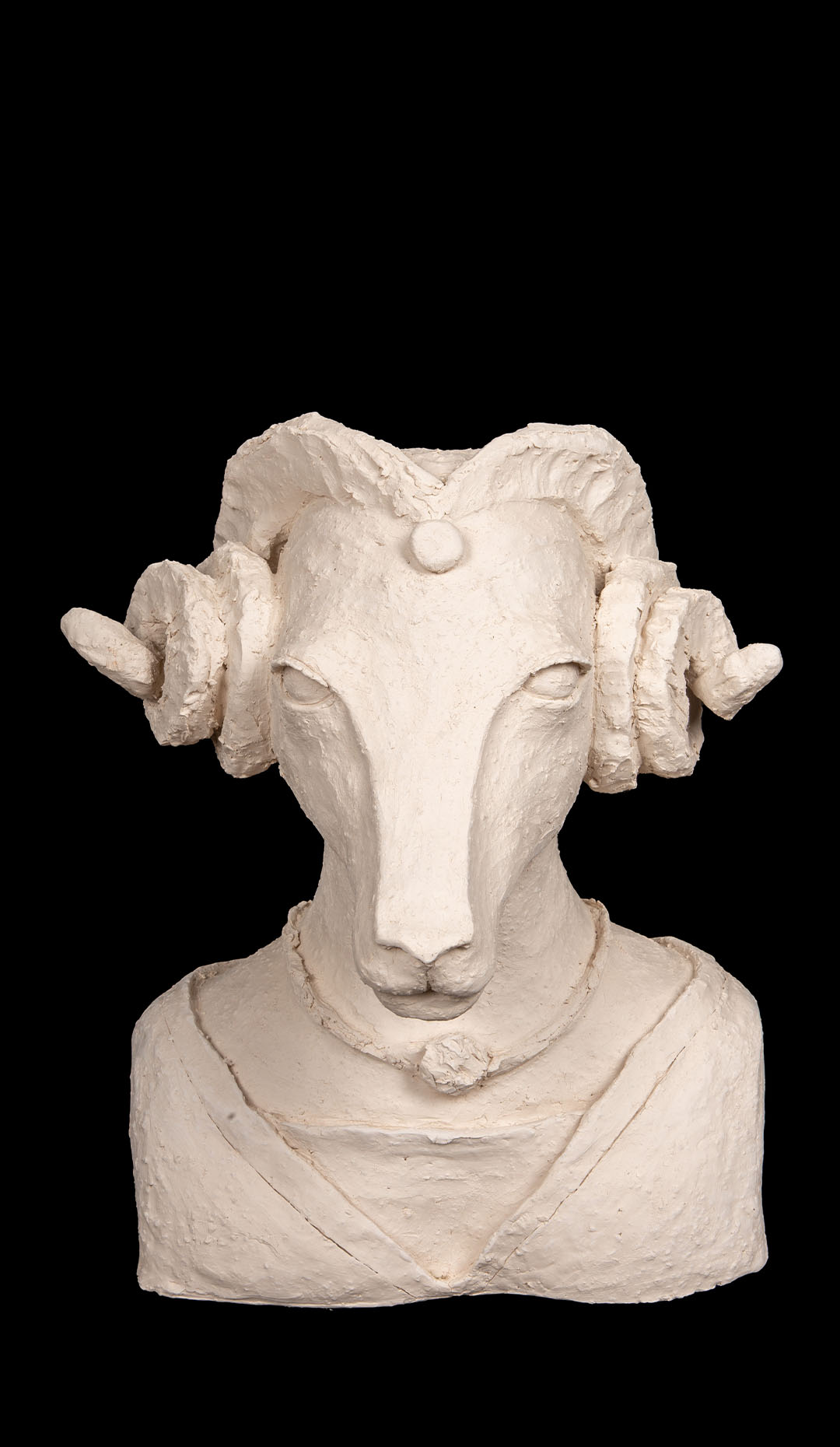 Terracotta Anthropomorphic Bust Wearing a Ferronnière