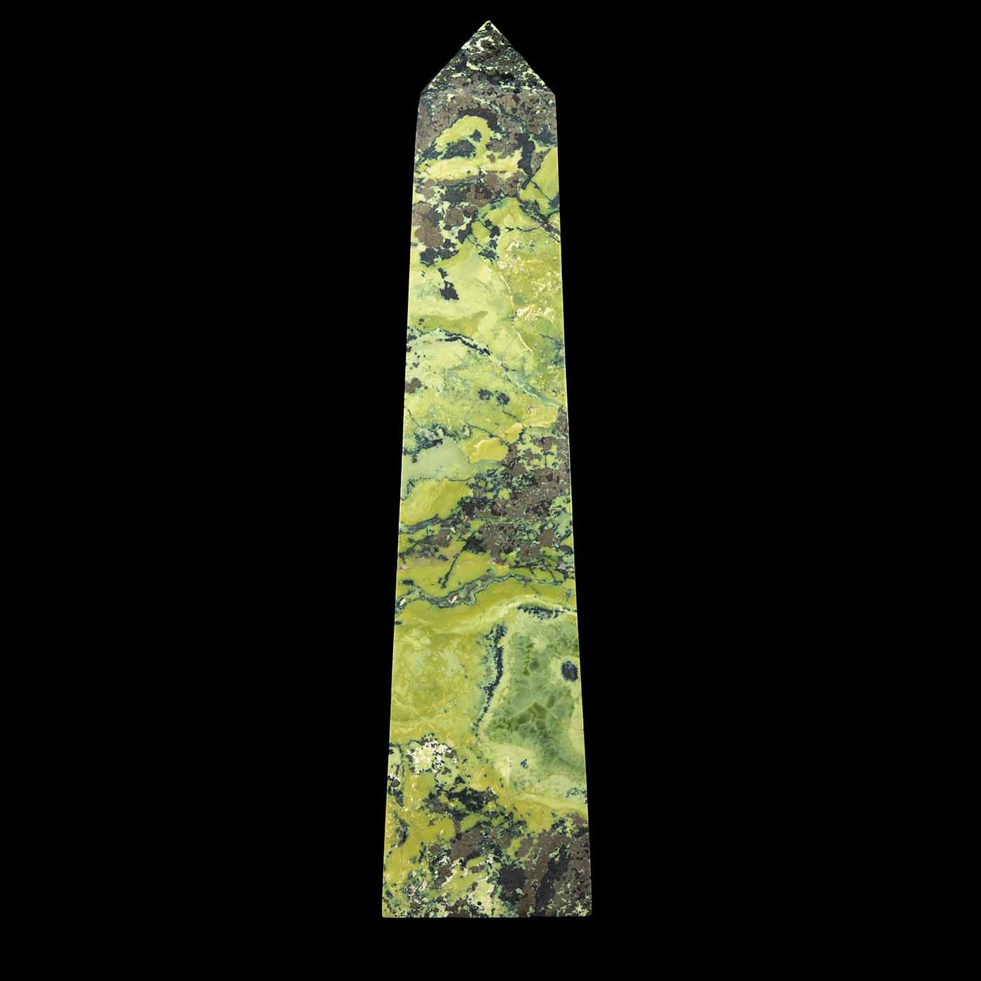 Green Hand Carved Serpentine Obelisk