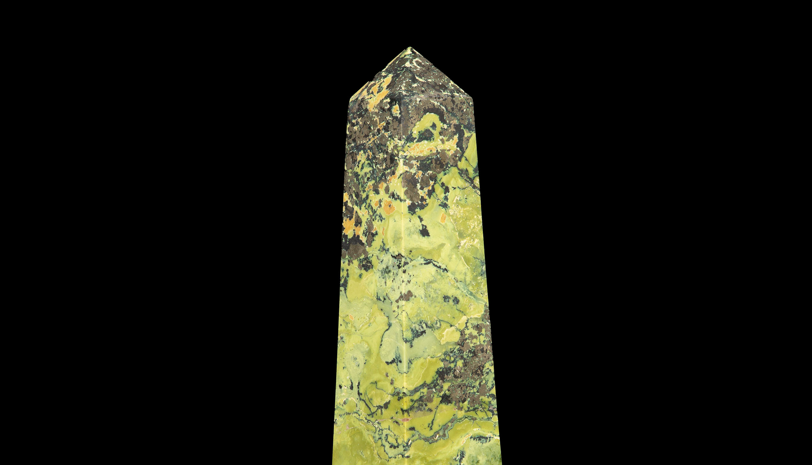 Green Hand Carved Serpentine Obelisk