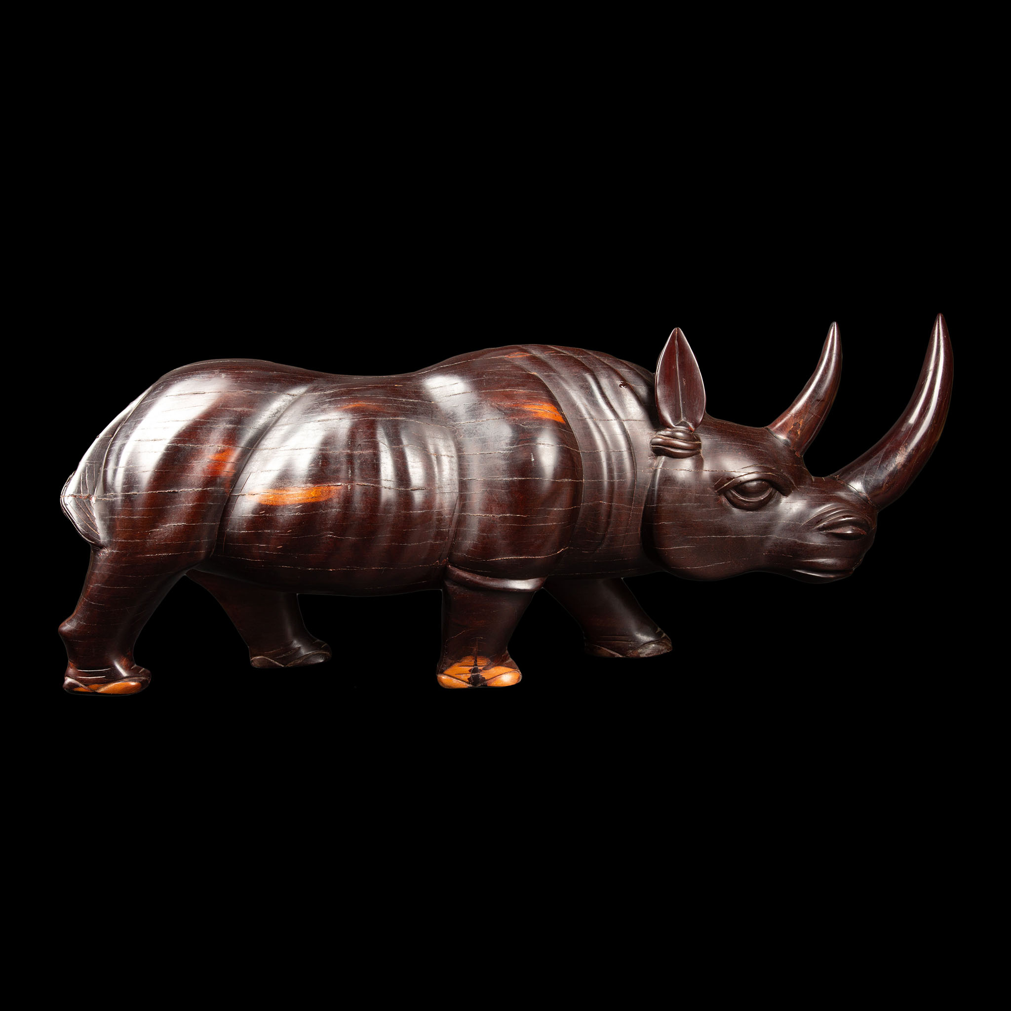 Mid-Century Carved Ebony Rhino