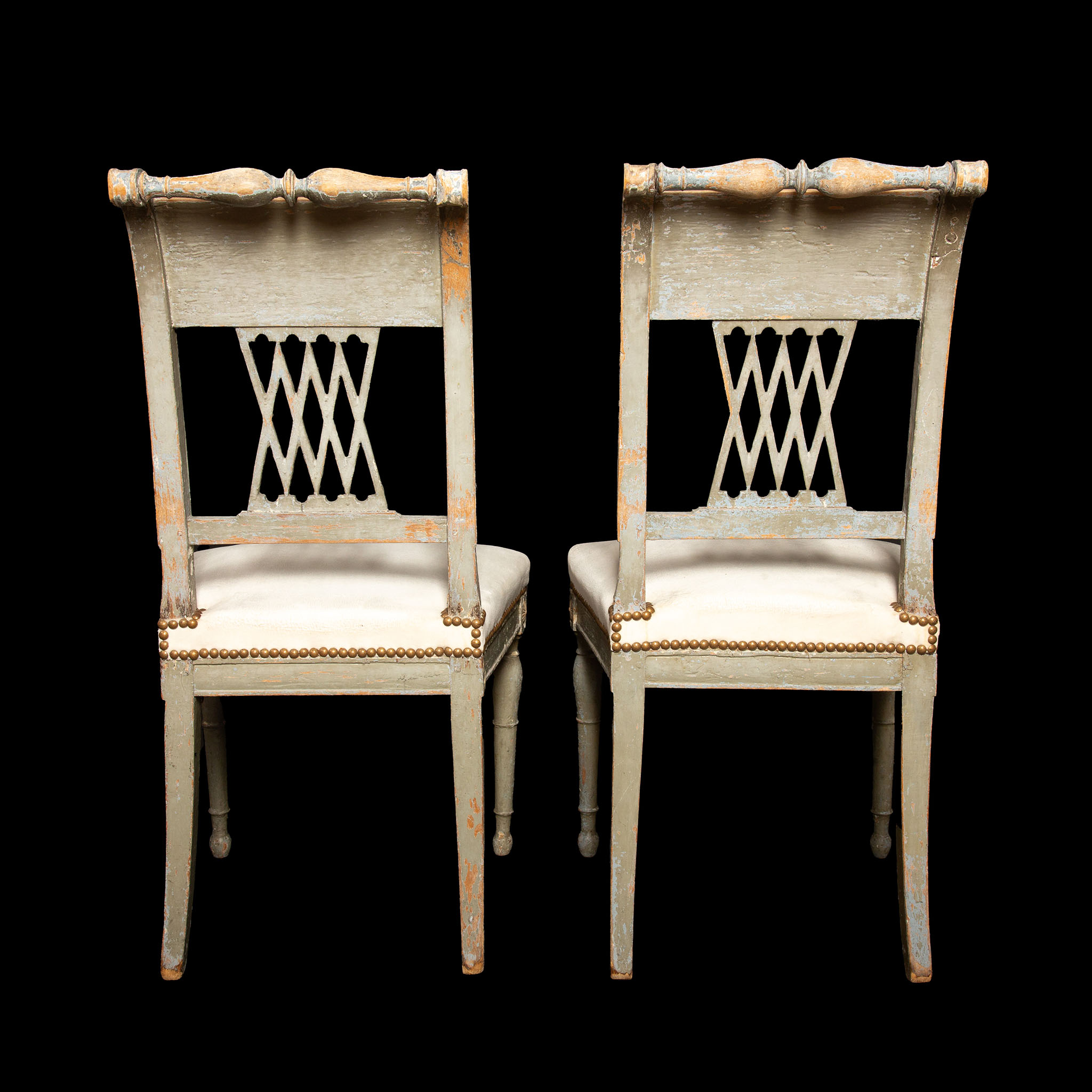 Set of Two Directoire Period Chairs with Velvet Seats