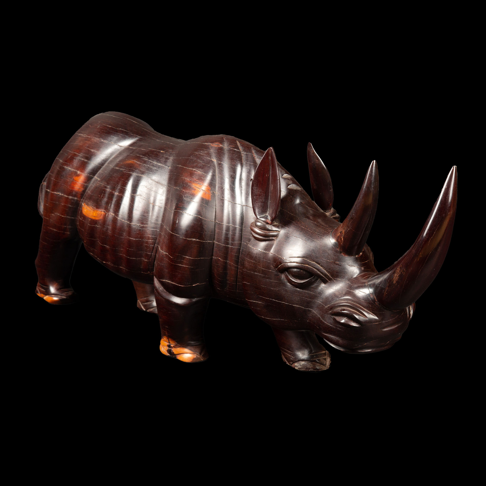 Mid-Century Carved Ebony Rhino