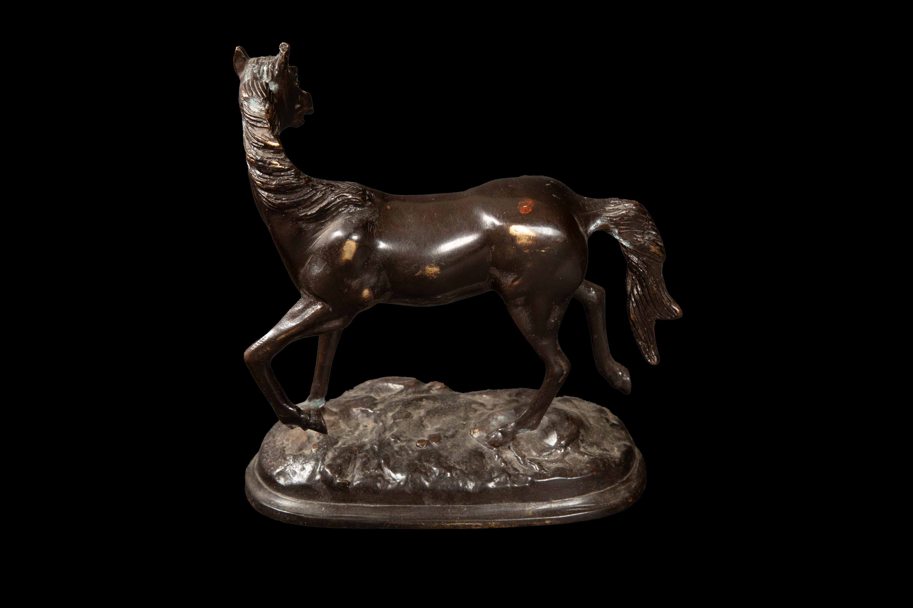 Early Patinated Bronze Sculpture of a Stallion
