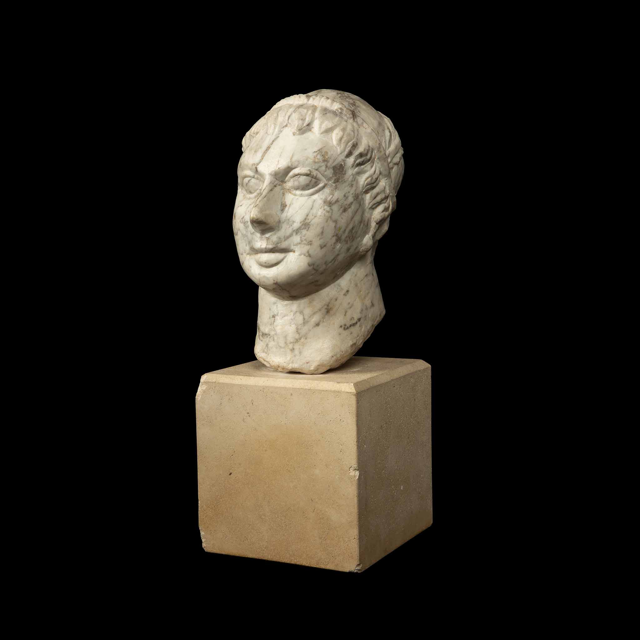 Classical Style Marble Bust on a Stone Base