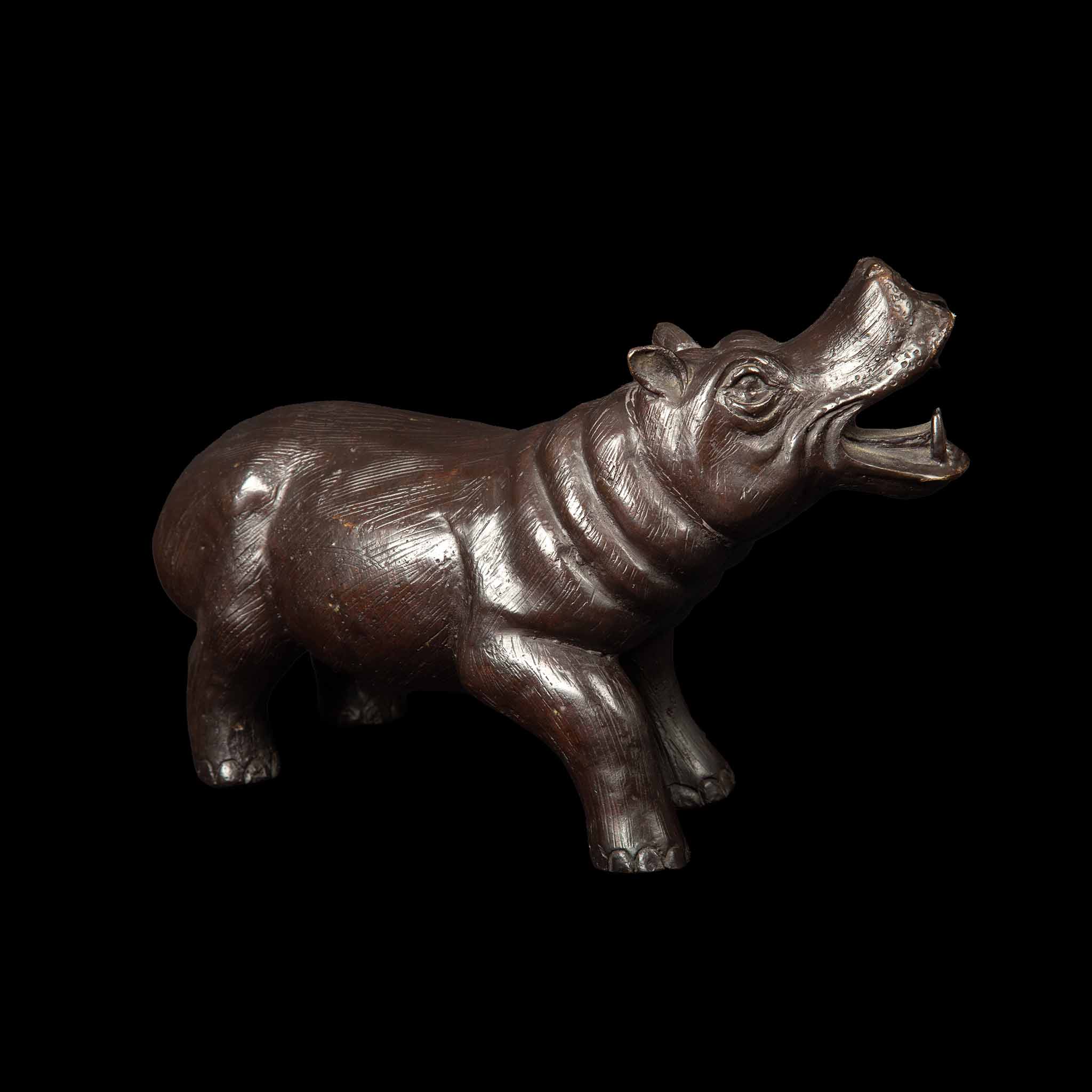 20th Century Bronze Sculpture of a Opened Mouth Hippopotamus