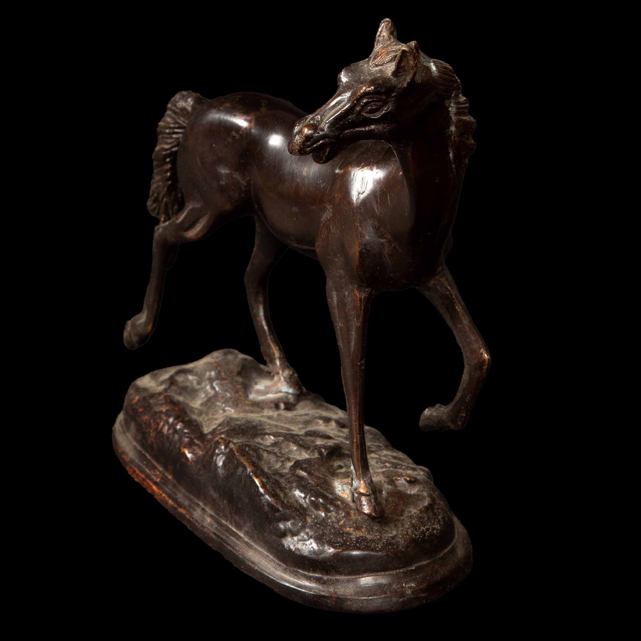 Early Patinated Bronze Sculpture of a Stallion