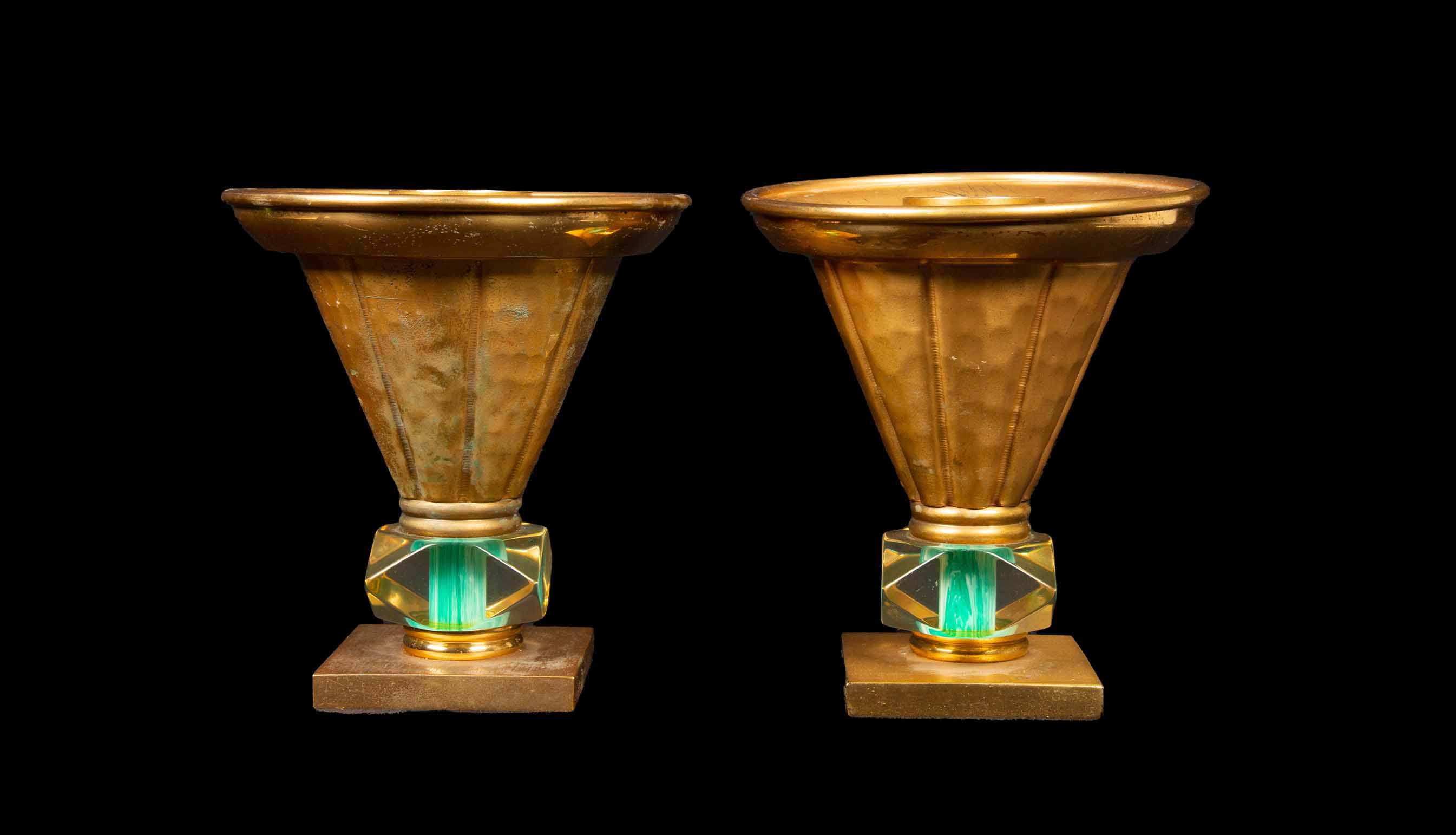 Mid-Century Gilt Brass Candle Stick Pair