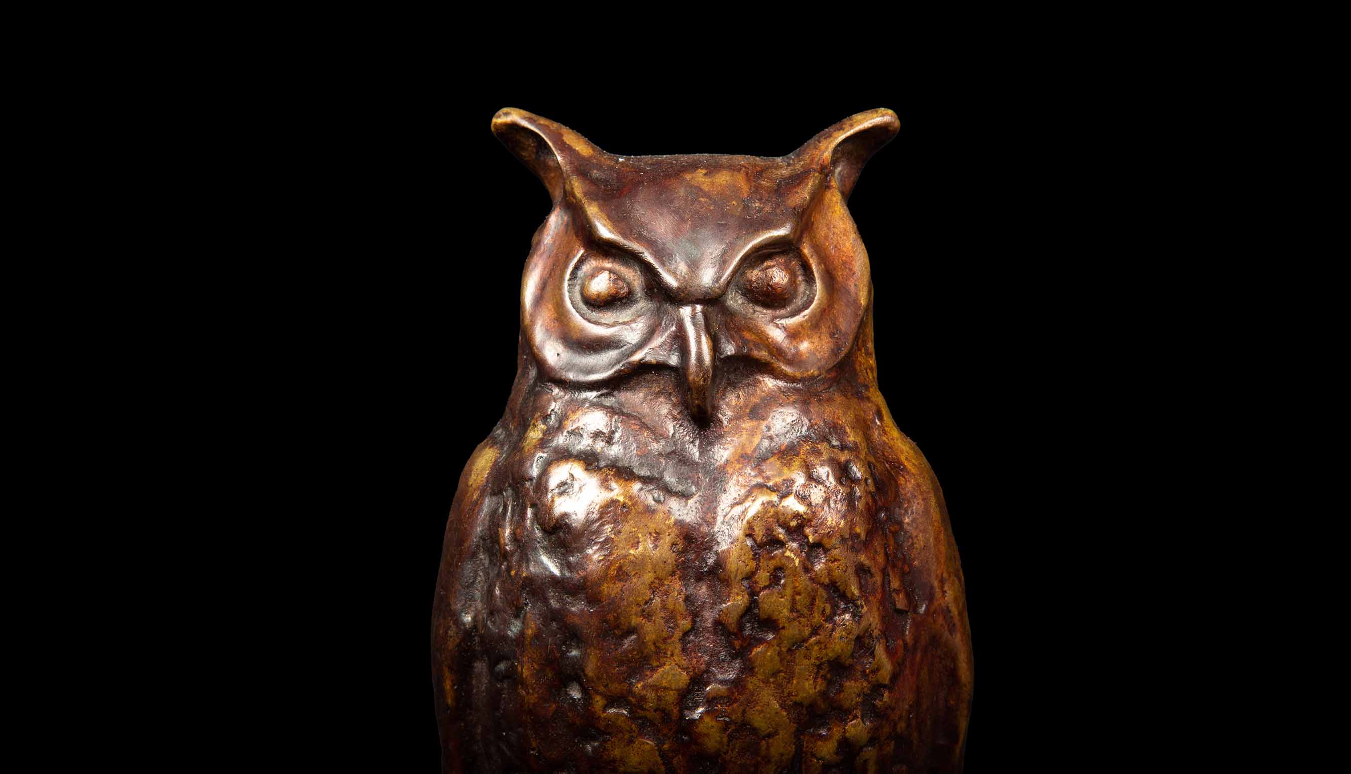 Bronze Owl on Green Marble Base by Max Le Verrier (1891 - 1973)