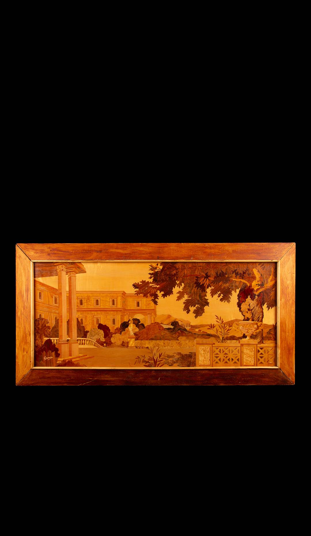 20th Century Marquetry & Parquetry Panel of a Terrace scene by Pierre Rosenau