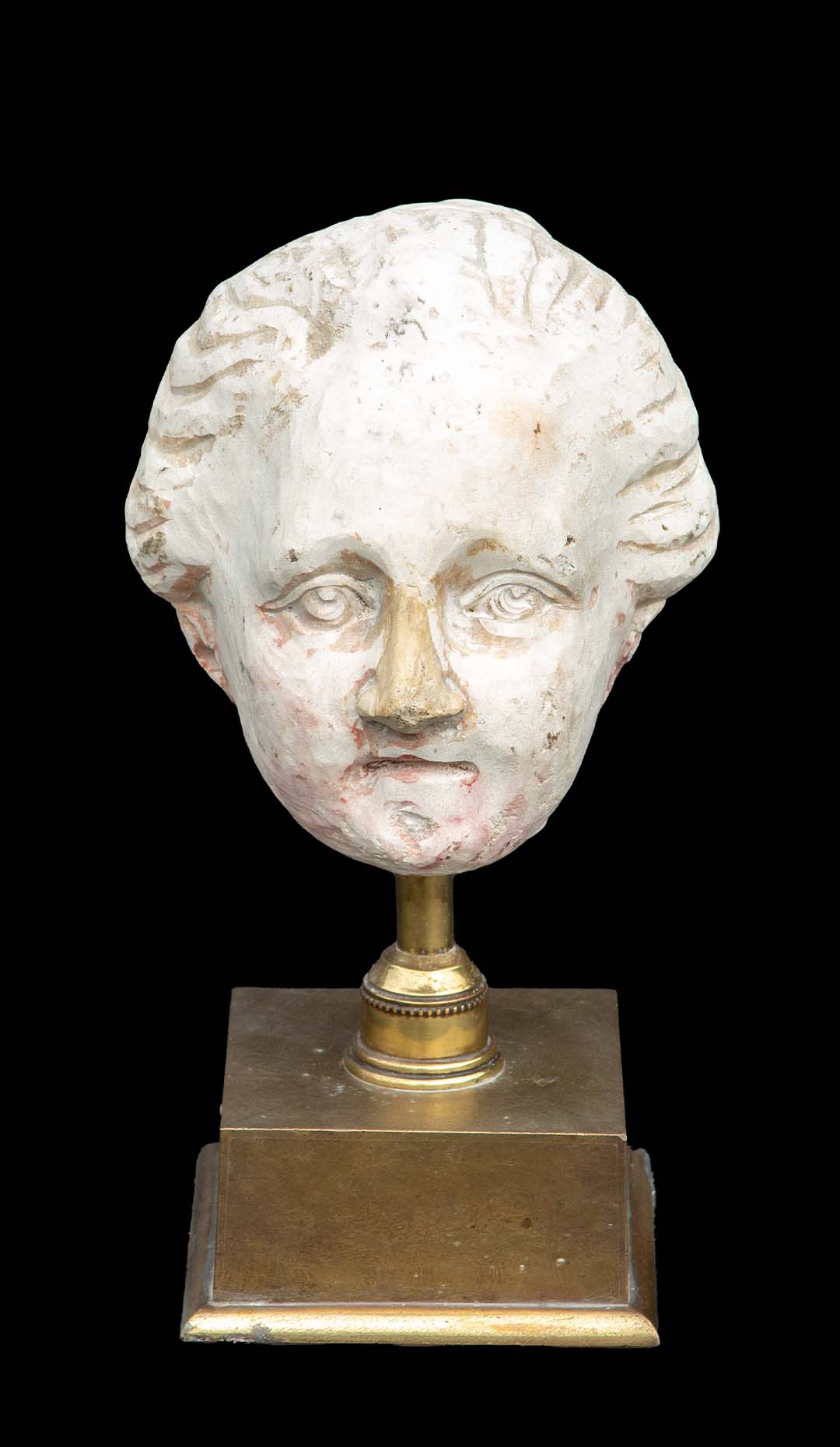 Classical Plaster Head of a Woman on a Brass Base