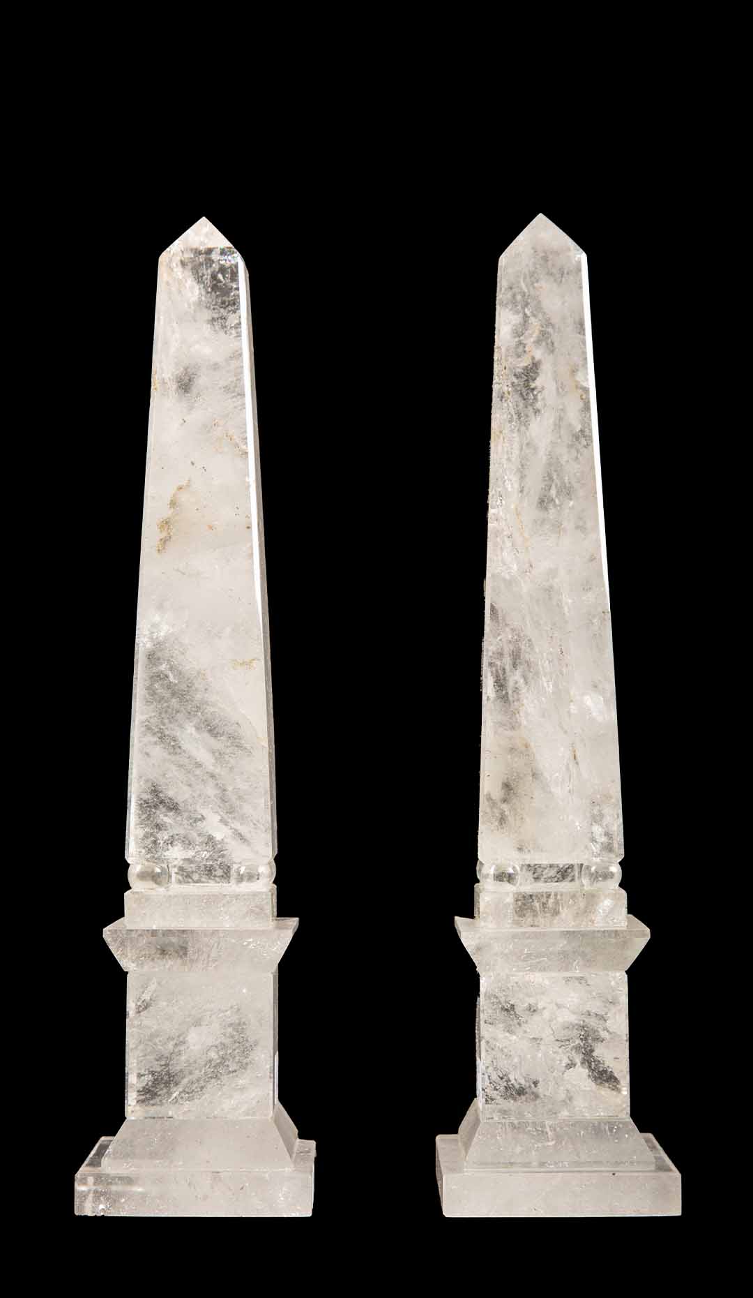 Rock Crystal Obelisk, 10.5″ Pair