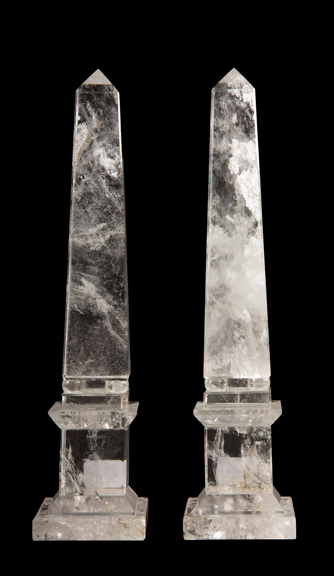 Rock Crystal Obelisk, 11.25″ Pair
