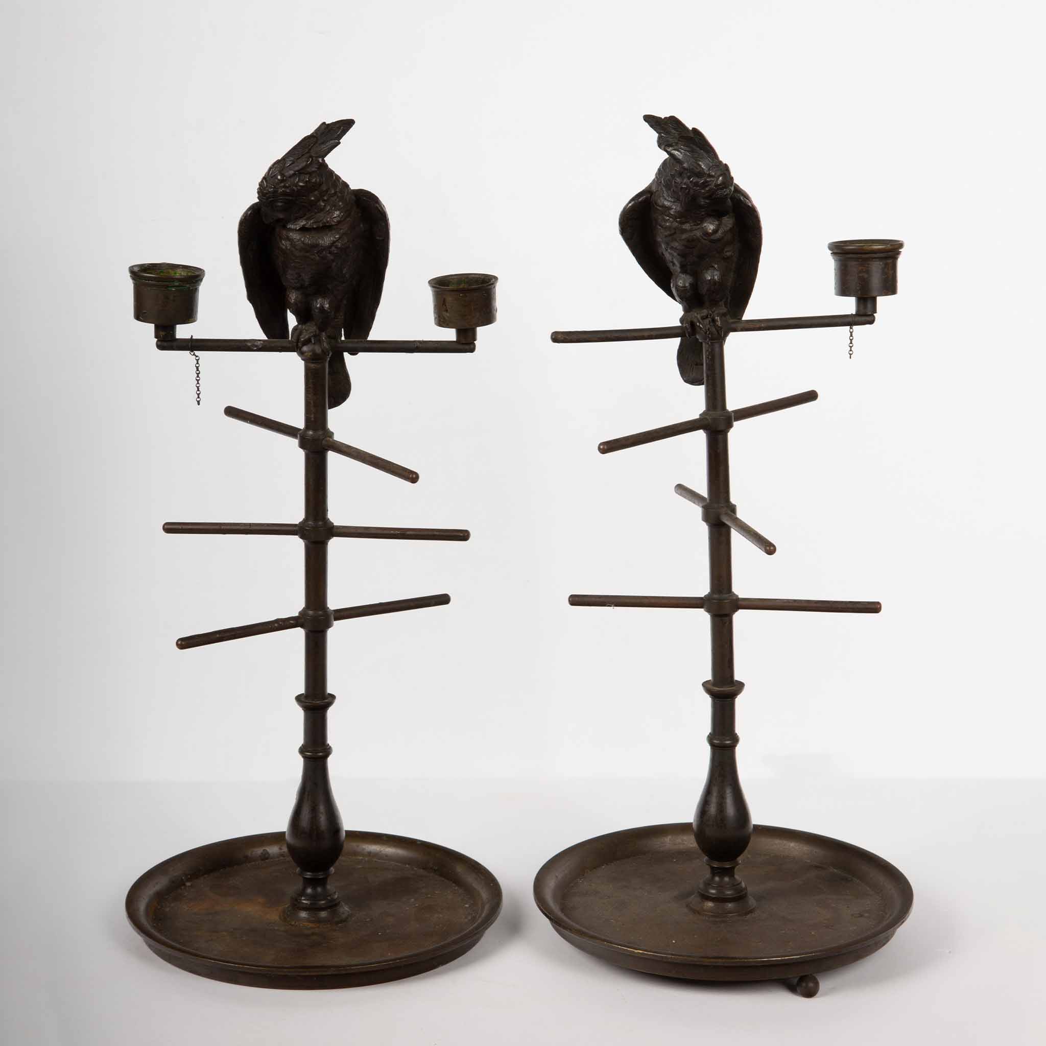 Whimsical 19th Century Parakeet Perch Inkwells: Ink 'n' Perch Delight!
