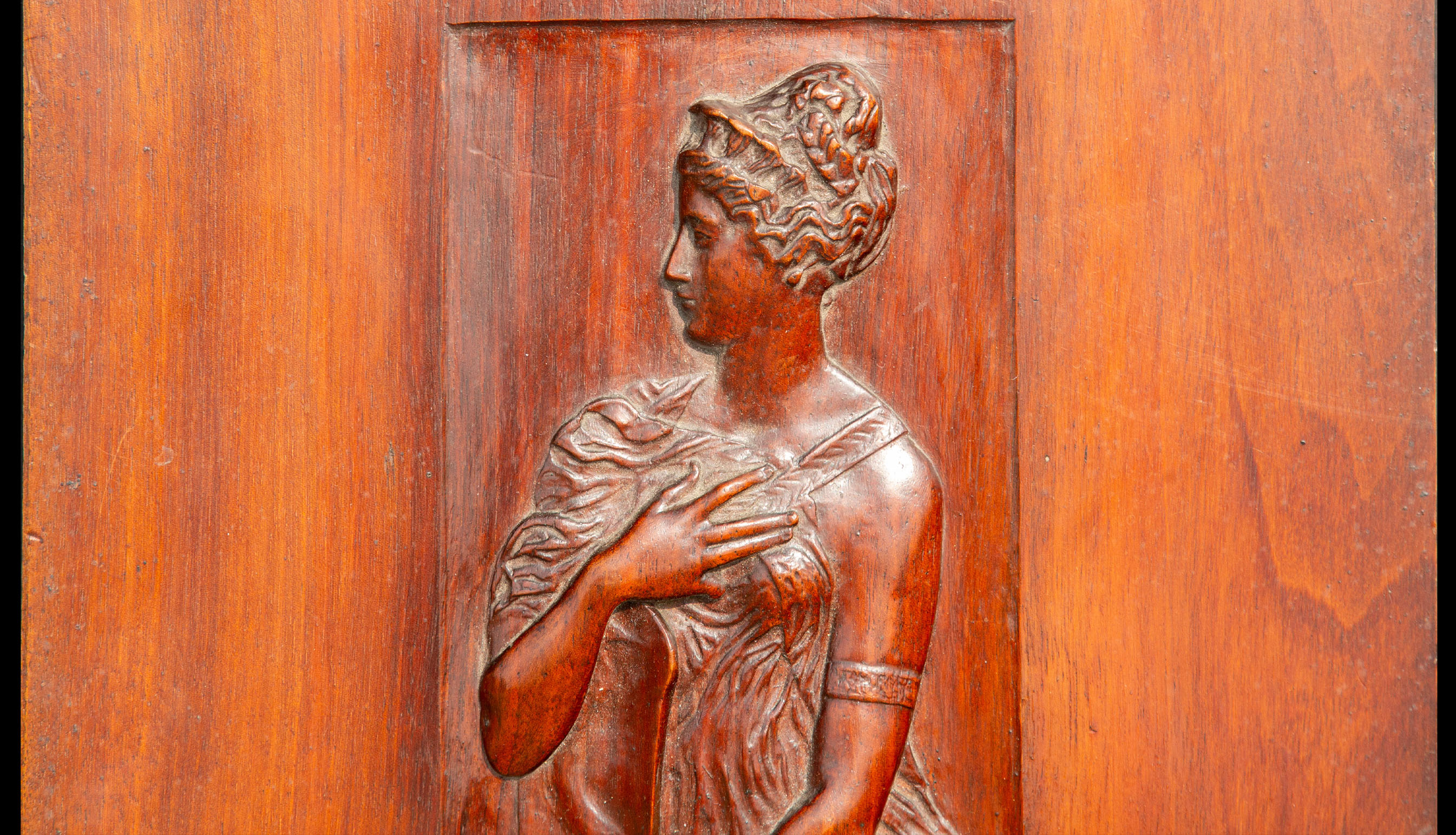 Carved Wood Panel Depicting a Lady