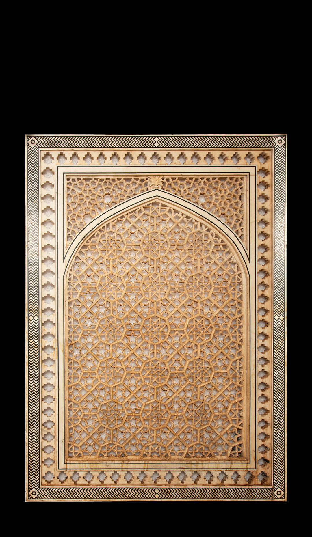 Mughal Majesty: Carved Marble Jali Screen/Window 73.25″H