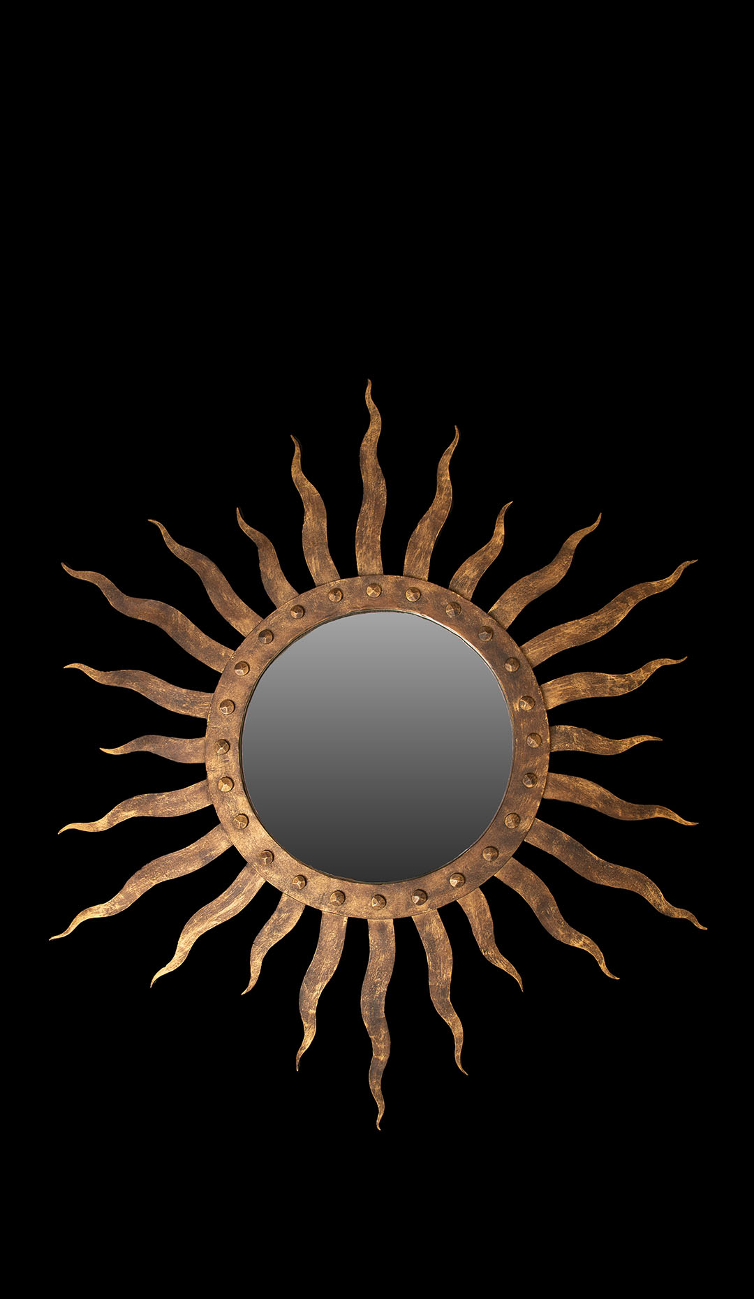 1950's French Gilt Bronze Sunburst Mirror - Regal Radiance