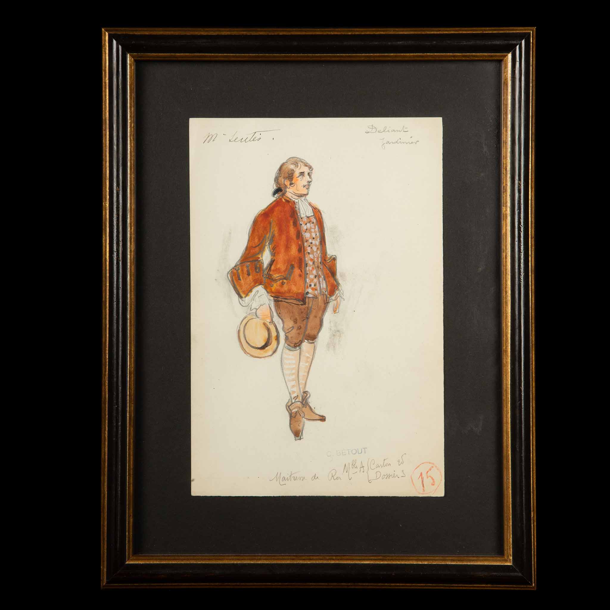 Framed Original Opera Costume Design Water Color, By Charles Betout 4