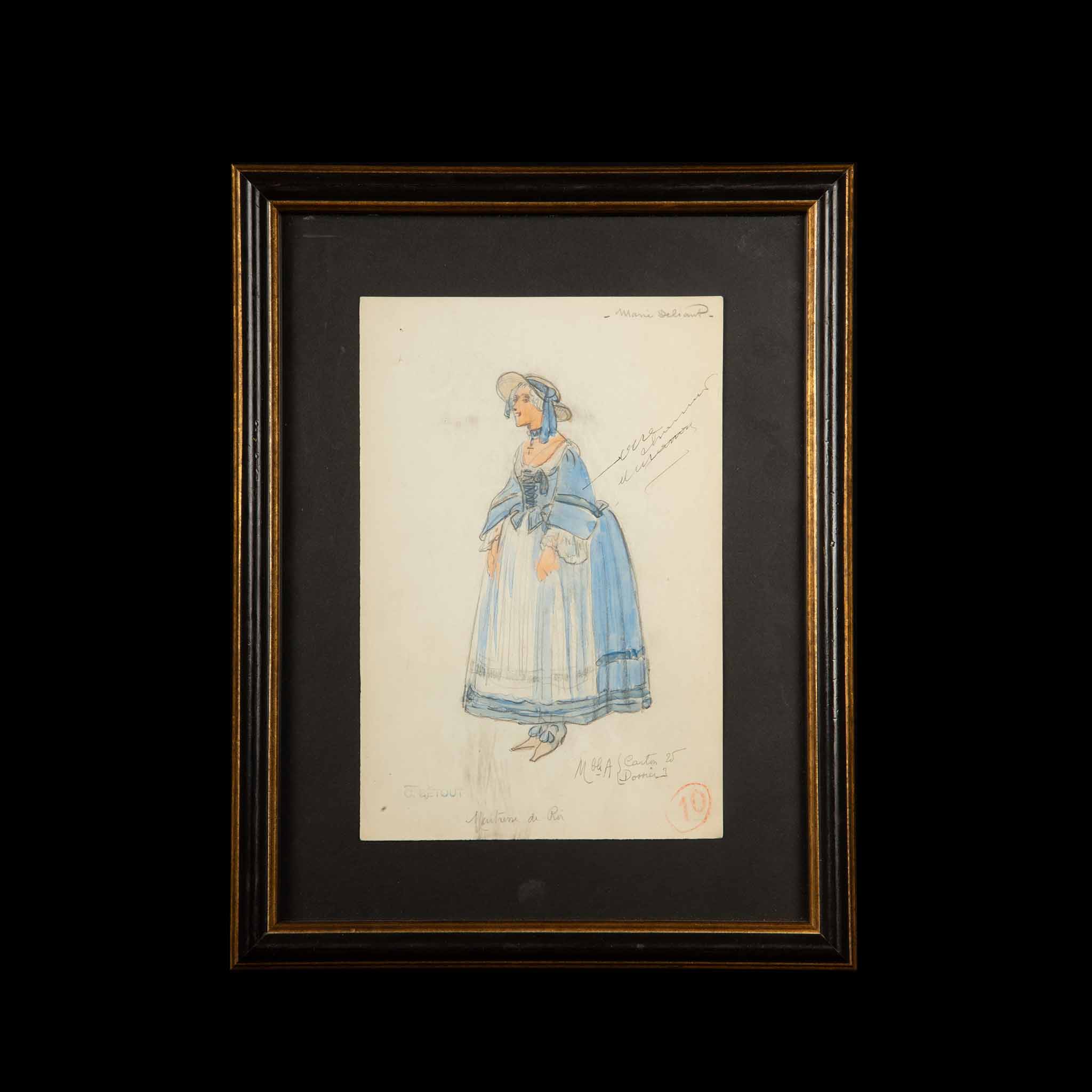 Framed Original Opera Costume Design Water Color, By Charles Betout 5