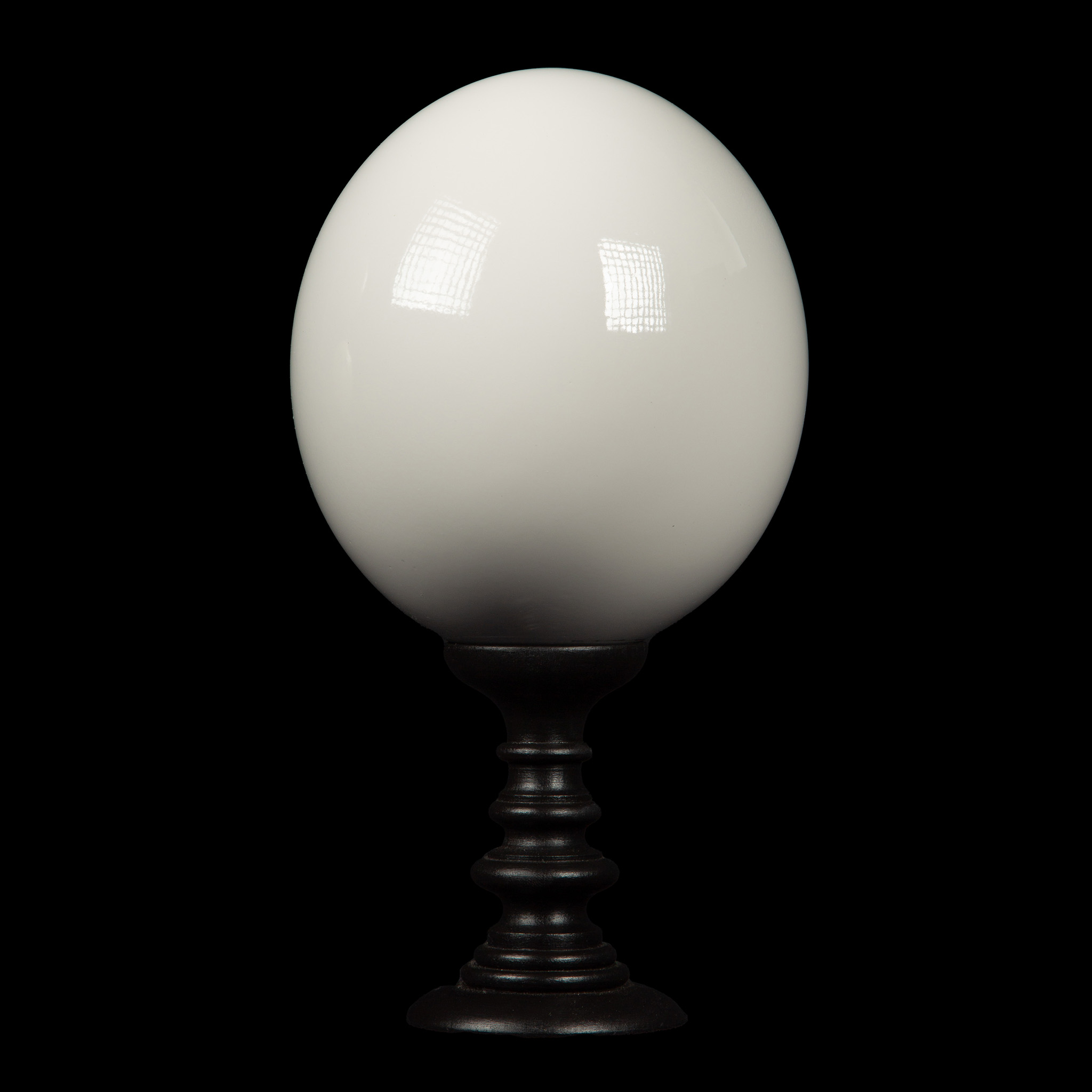 White Lacquered Ostrich Egg Mounted