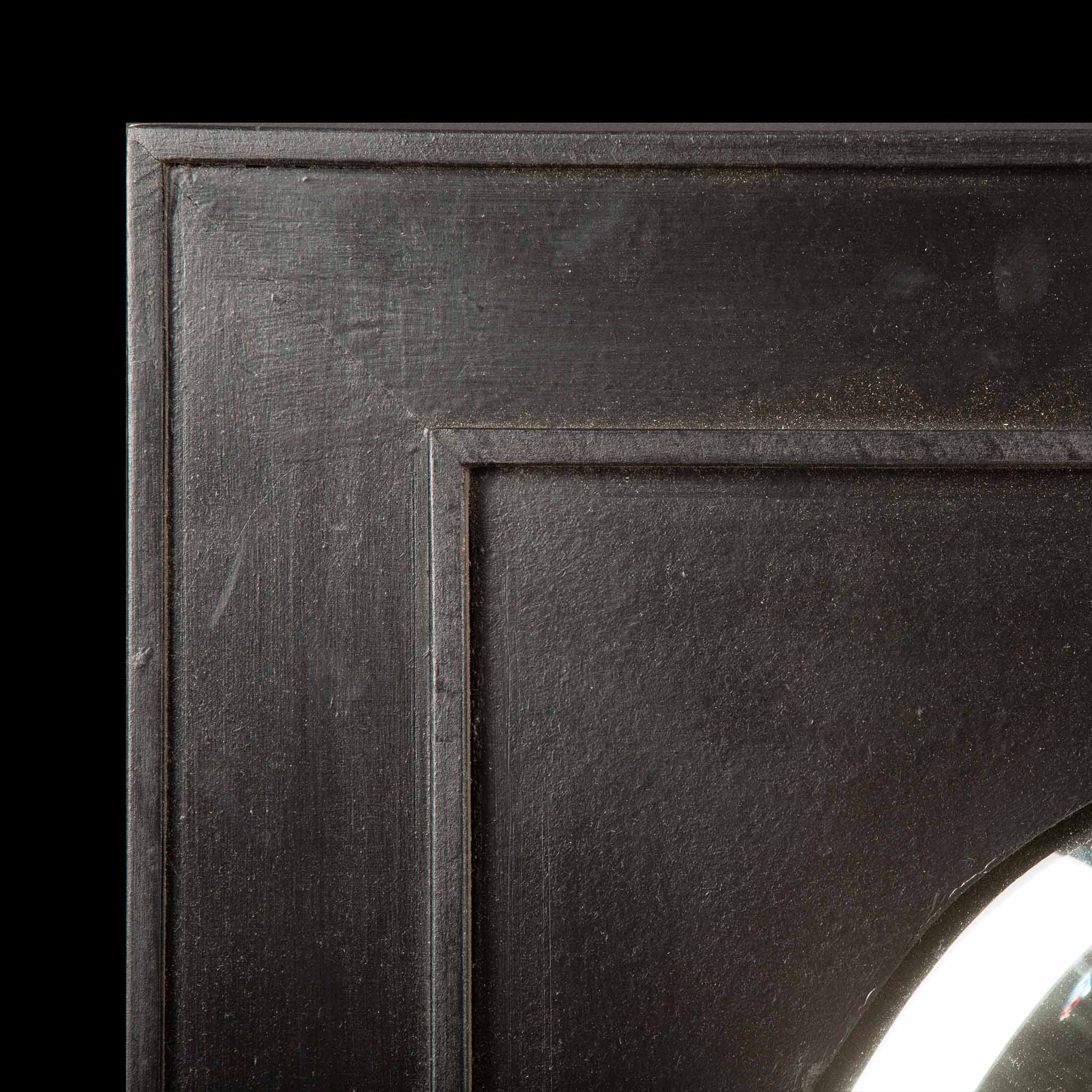 Mid- Century Black Wood Panels with Convex Mirrors - Elegant Reflections