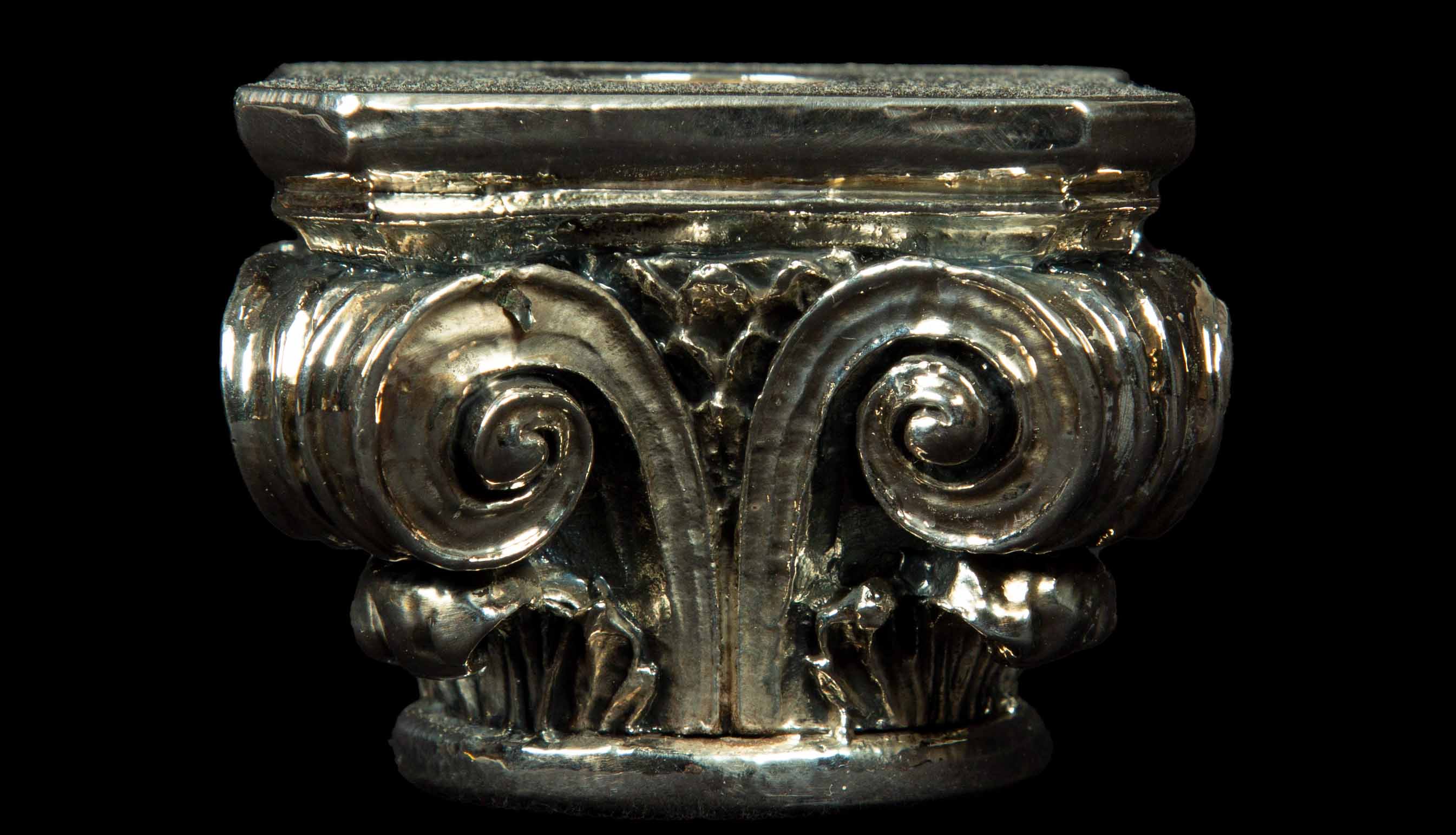 Silvered Corinthian Column Candle Holder
