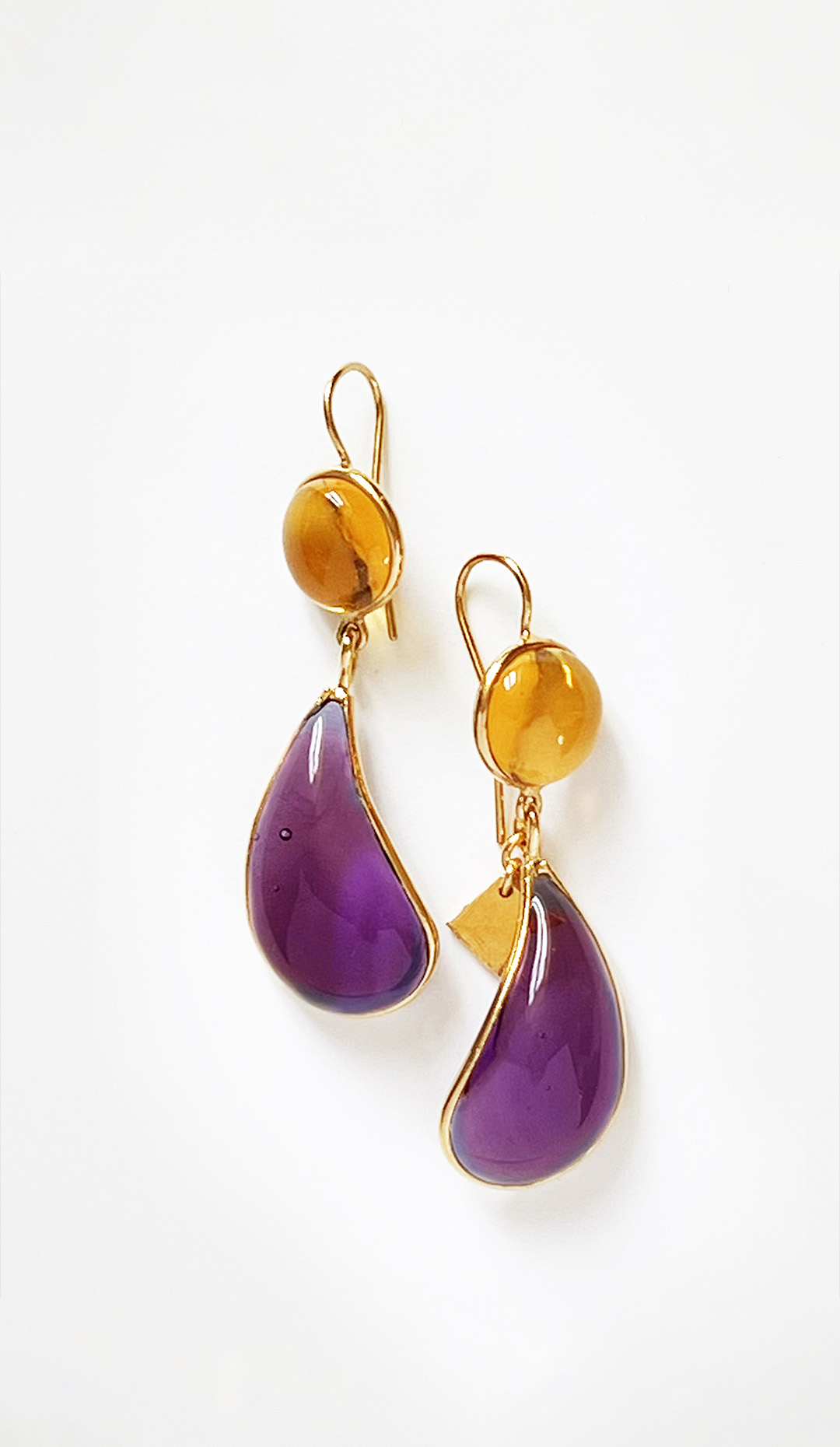 Loulou De La Falaise Bi-Color Teardrop Earrings, Miel Violette
