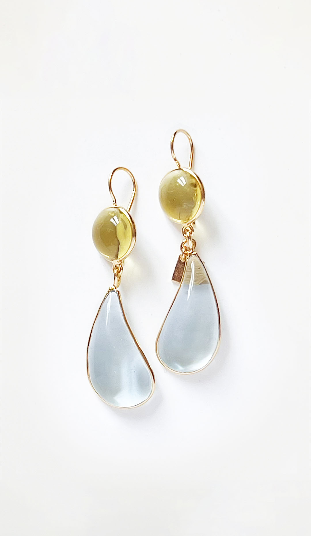 Loulou De La Falaise Bi-Color Teardrop Earrings, Champagne Lune
