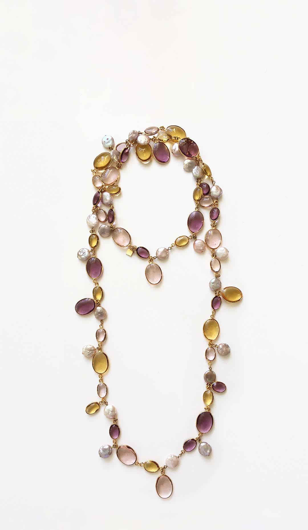Pebble & Pearl Necklace, Aurore Lilas Miel