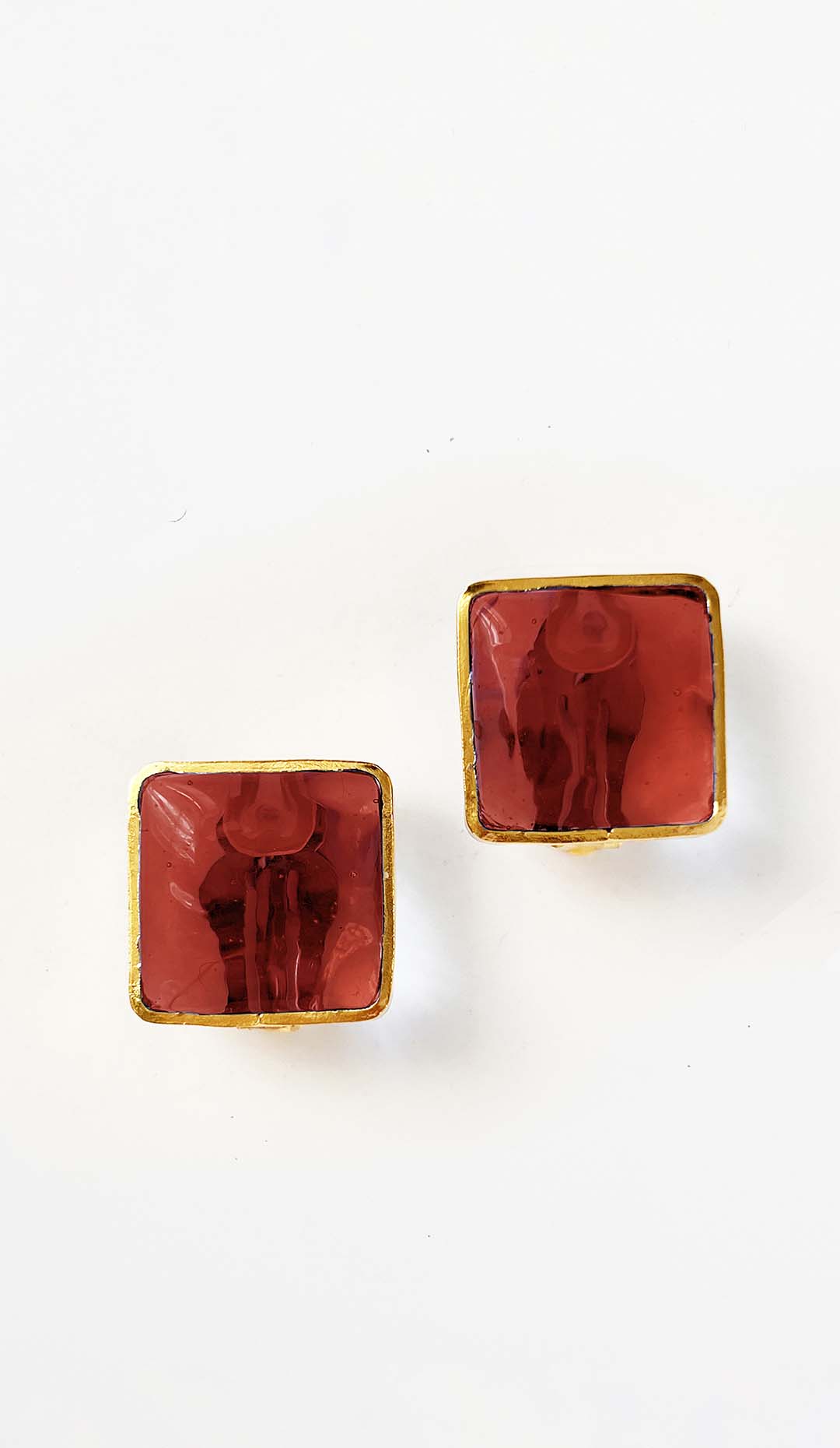 Pave Square Clip Earrings