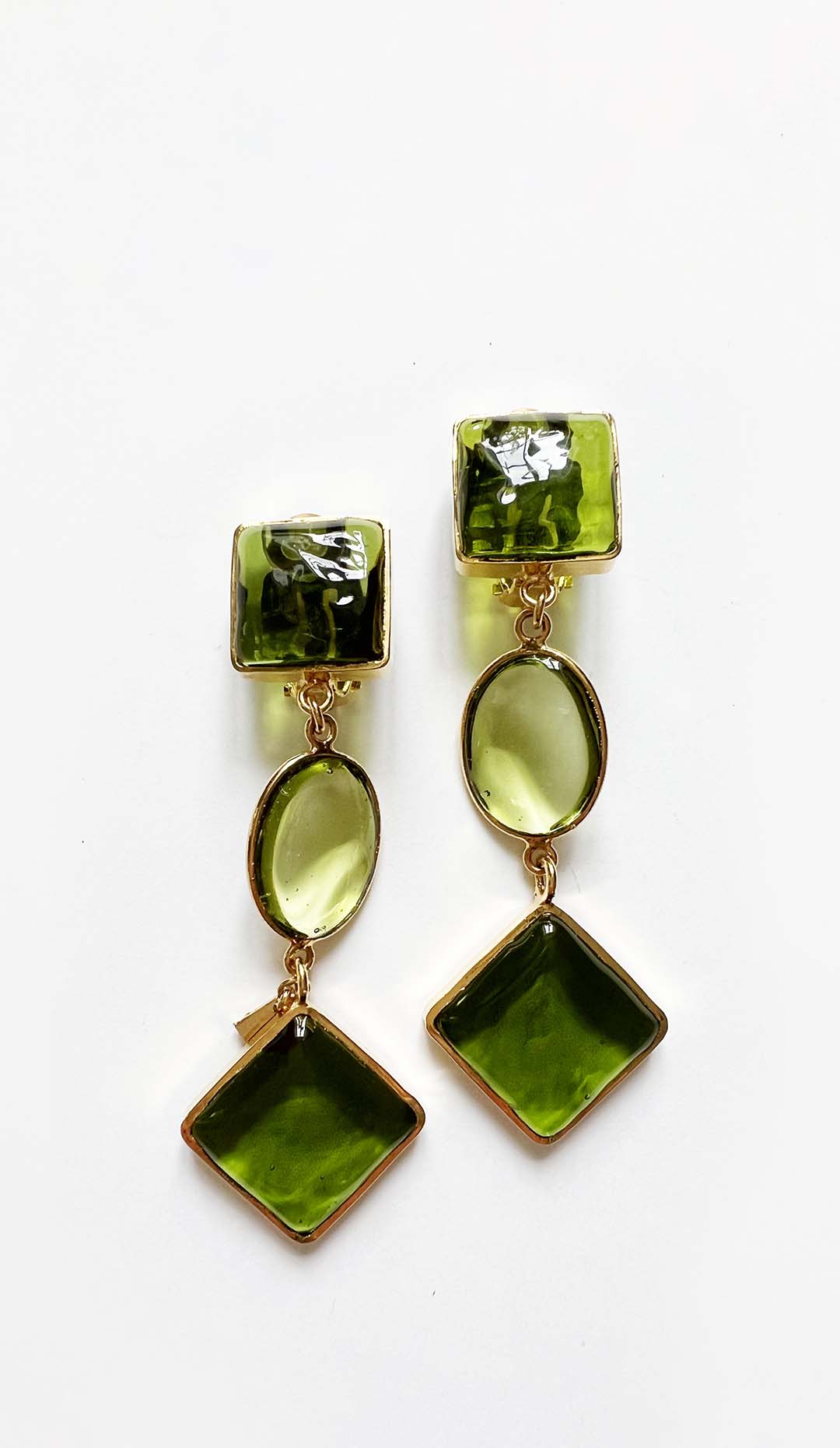Pave Pebble & Diamond Clip Earrings, Mousse
