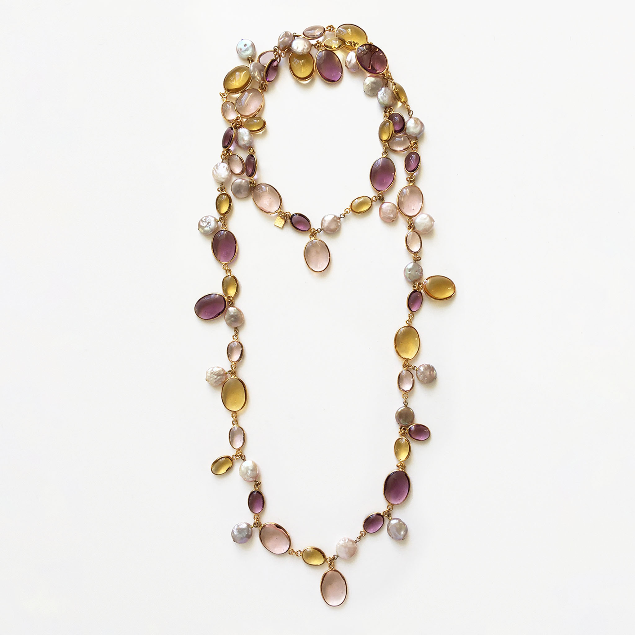 Pebble & Pearl Necklace, Aurore Lilas Miel