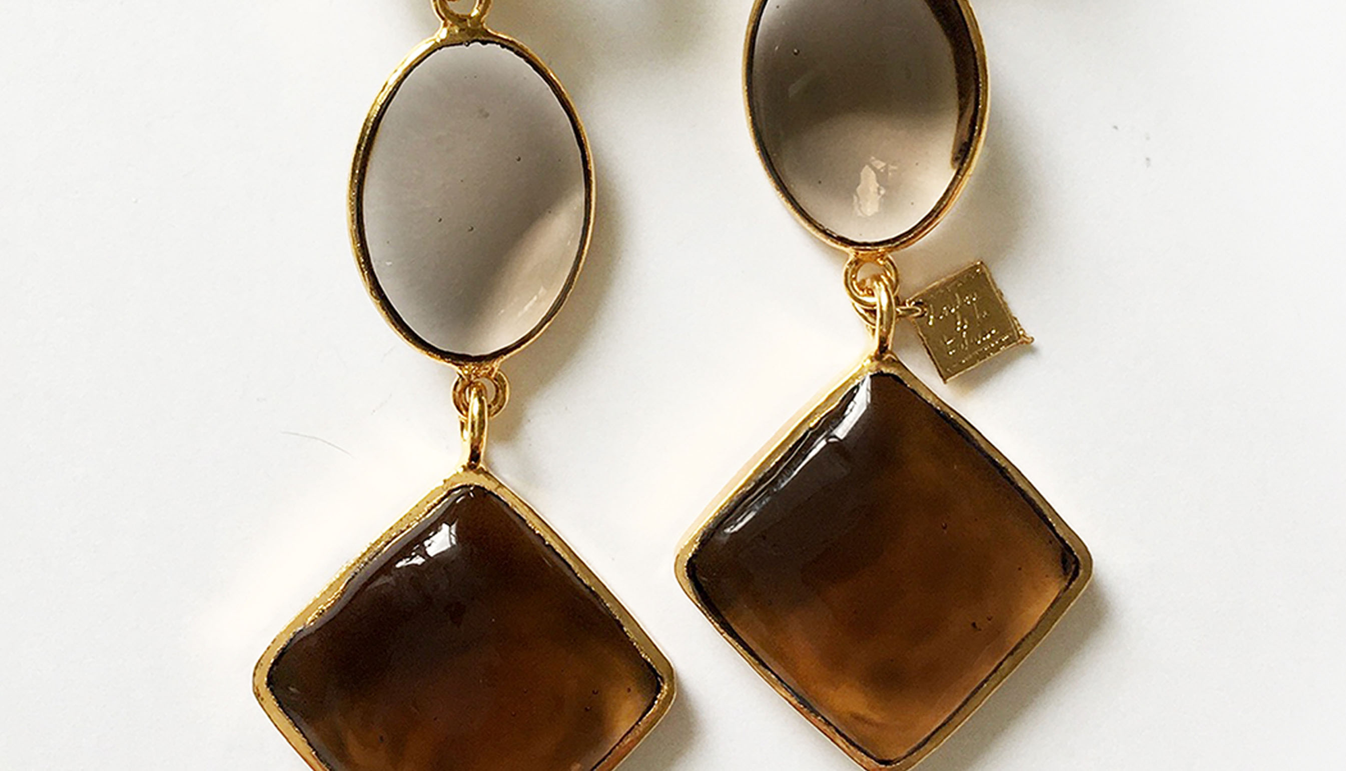 Pave Pebble & Diamond Clip Earrings, Rocaille Losange
