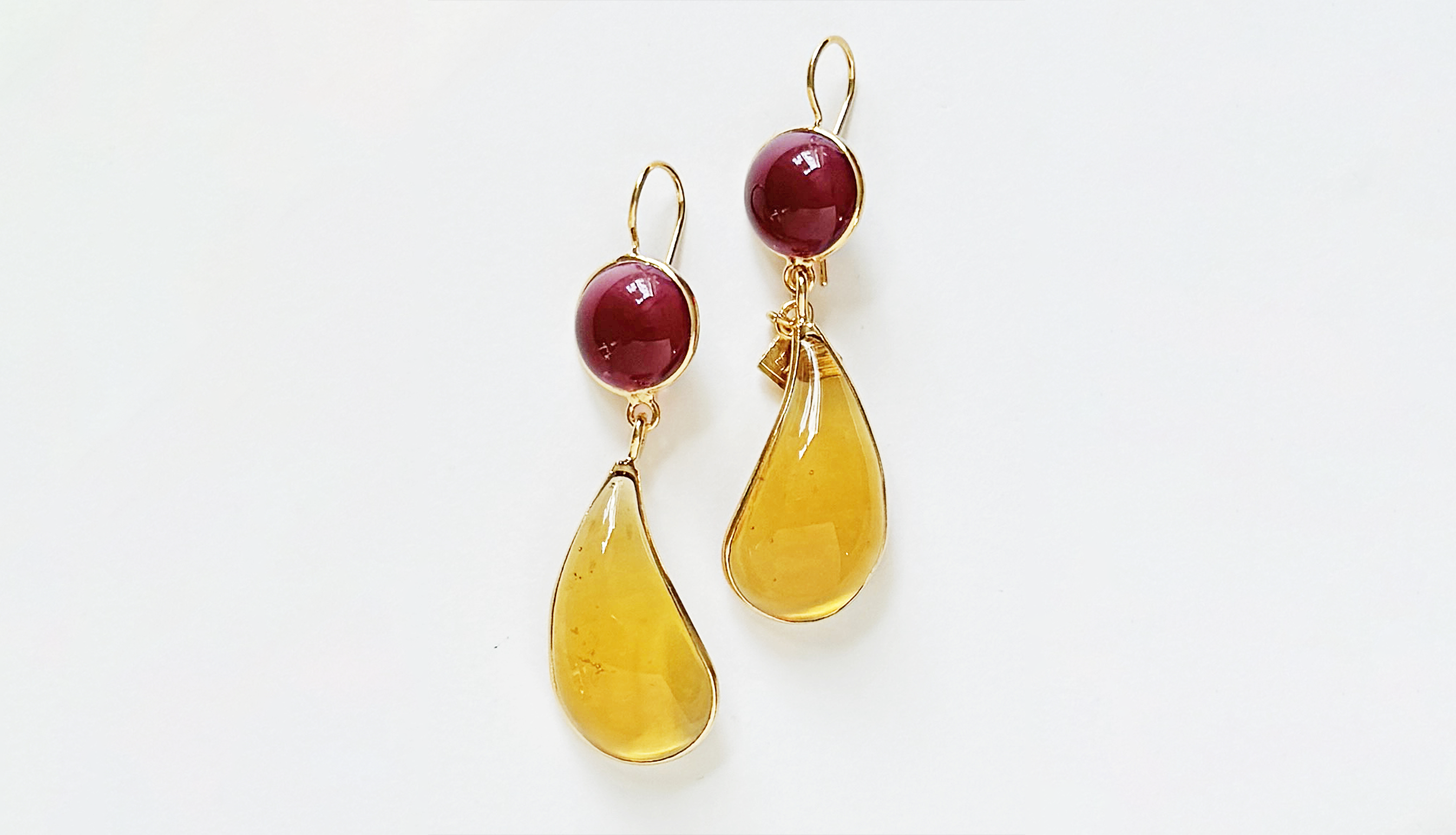 Loulou De La Falaise Bi-Color Teardrop Earrings Yellow / Ruby