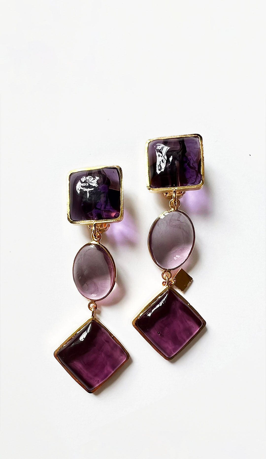 Pave Pebble & Diamond Clip Earrings