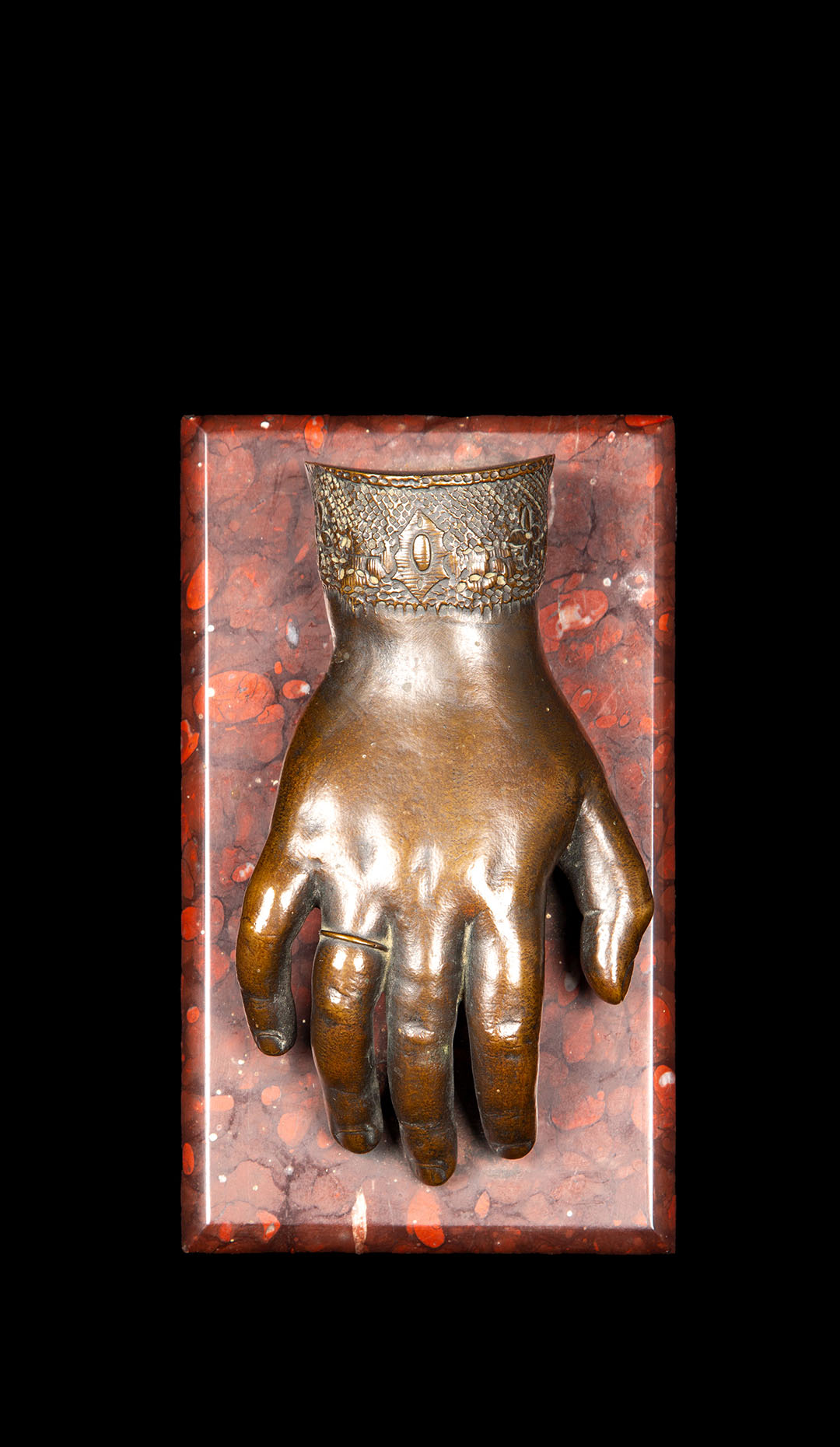 19th Century French Bronze Woman's Hand on a Marble Base