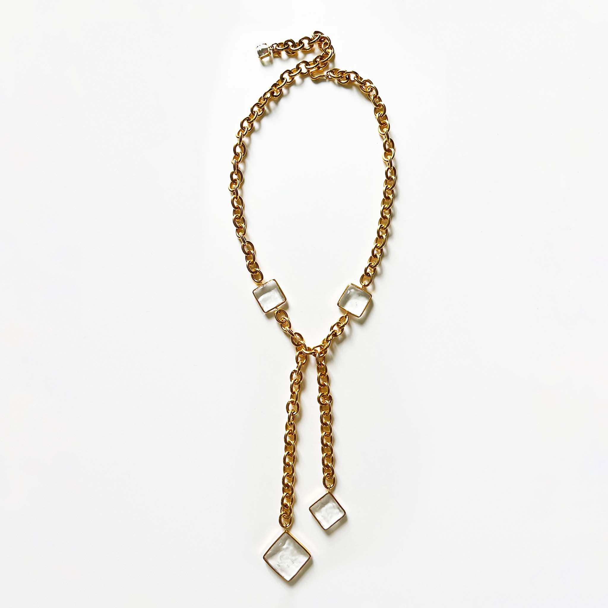 Pave & Chain Tie Necklace