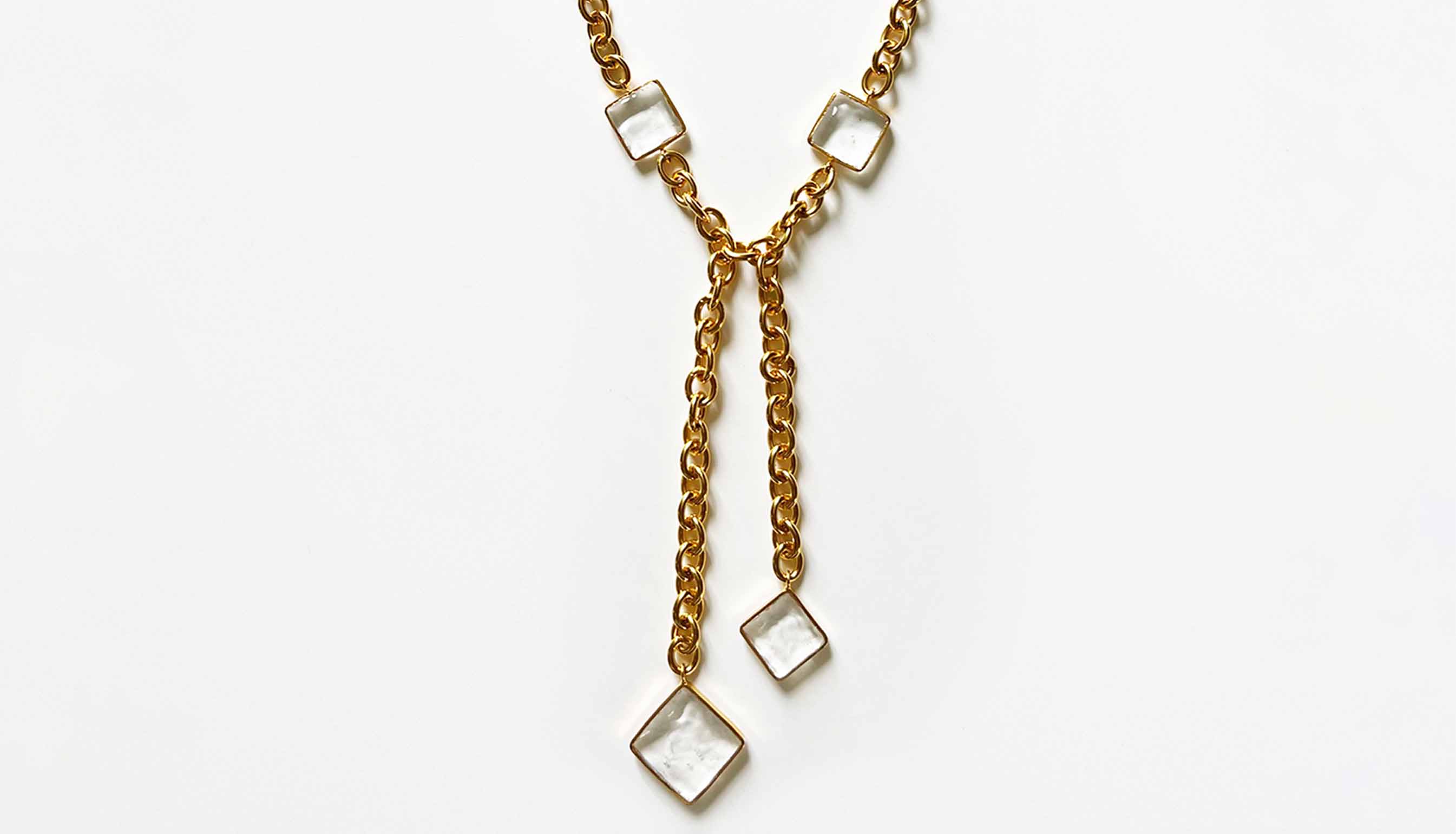 Pave & Chain Tie Necklace