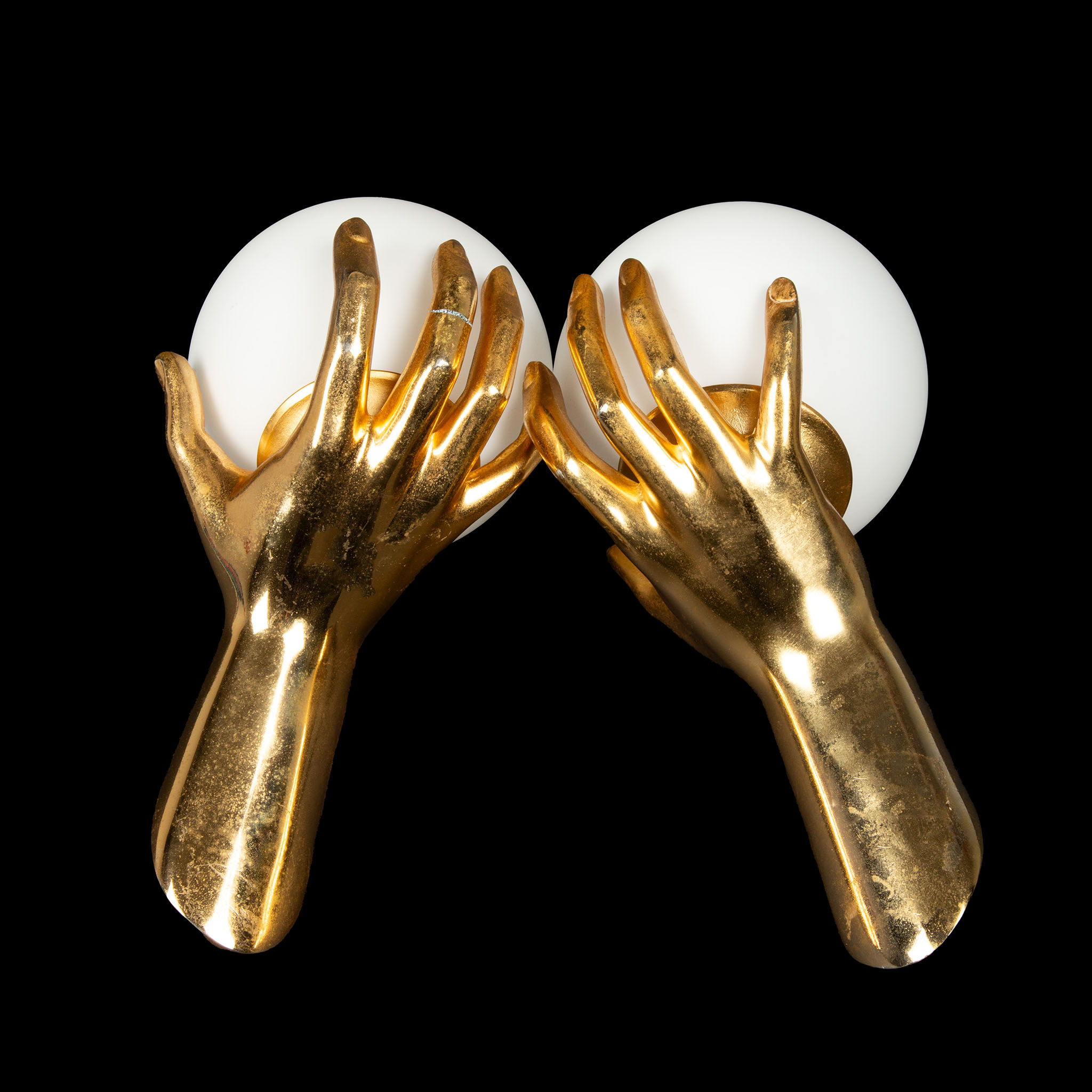 Celestial Elegance: Maison Arlus Gilt Bronze Hand Sconces- 1970's