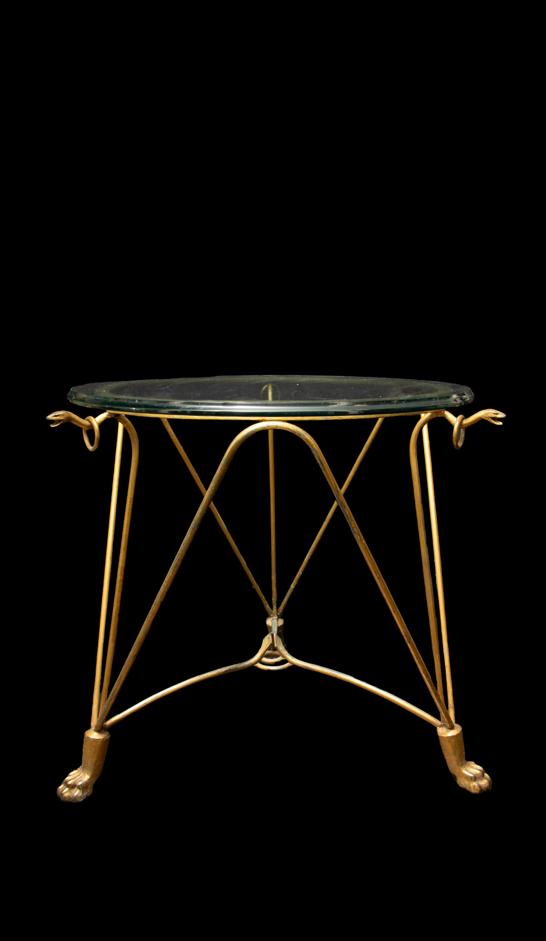 1940's Gilded Snake and Lion's Paw Center Table 27.5