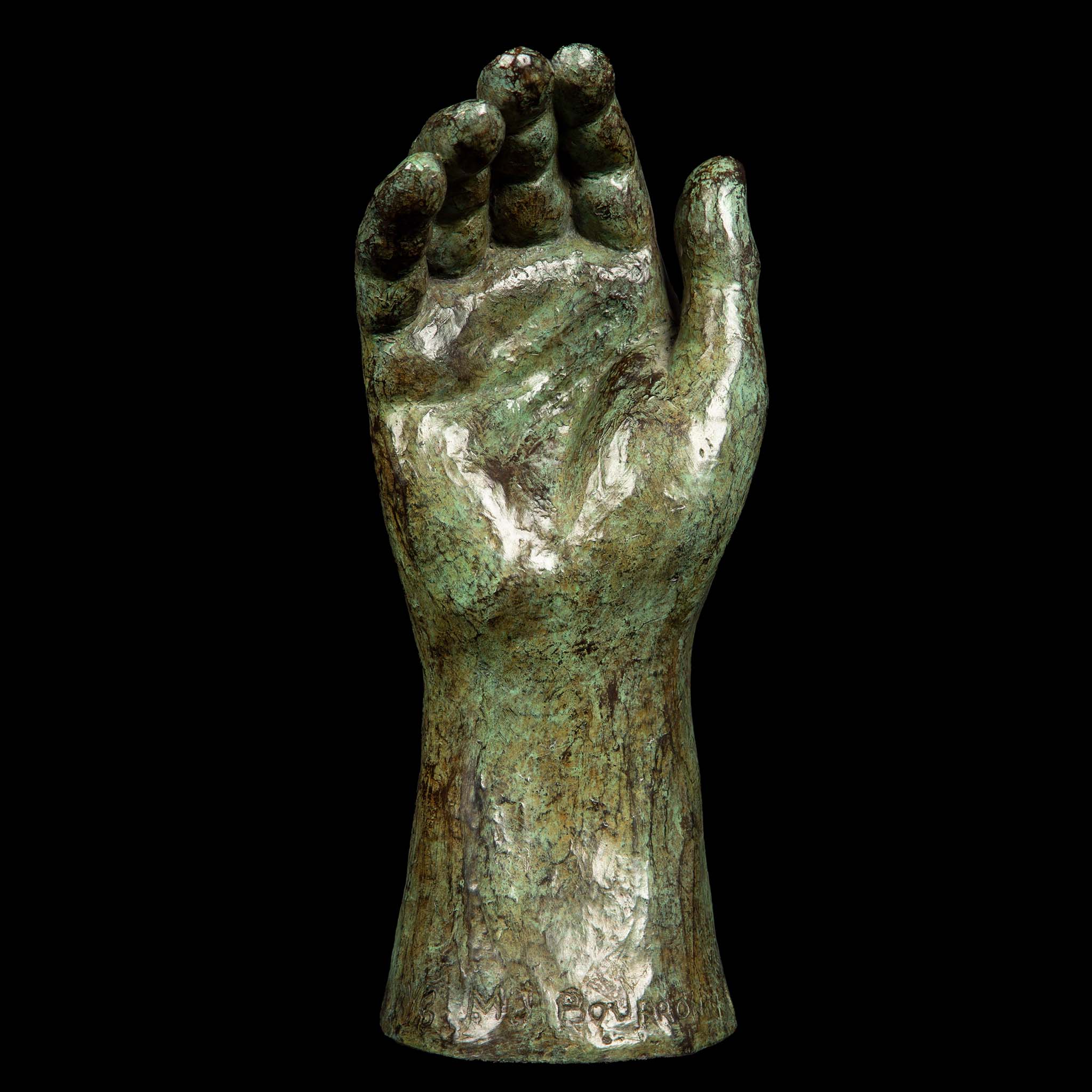 Large Green Patinated Bronze Hand by Marie Josephe Bourron
