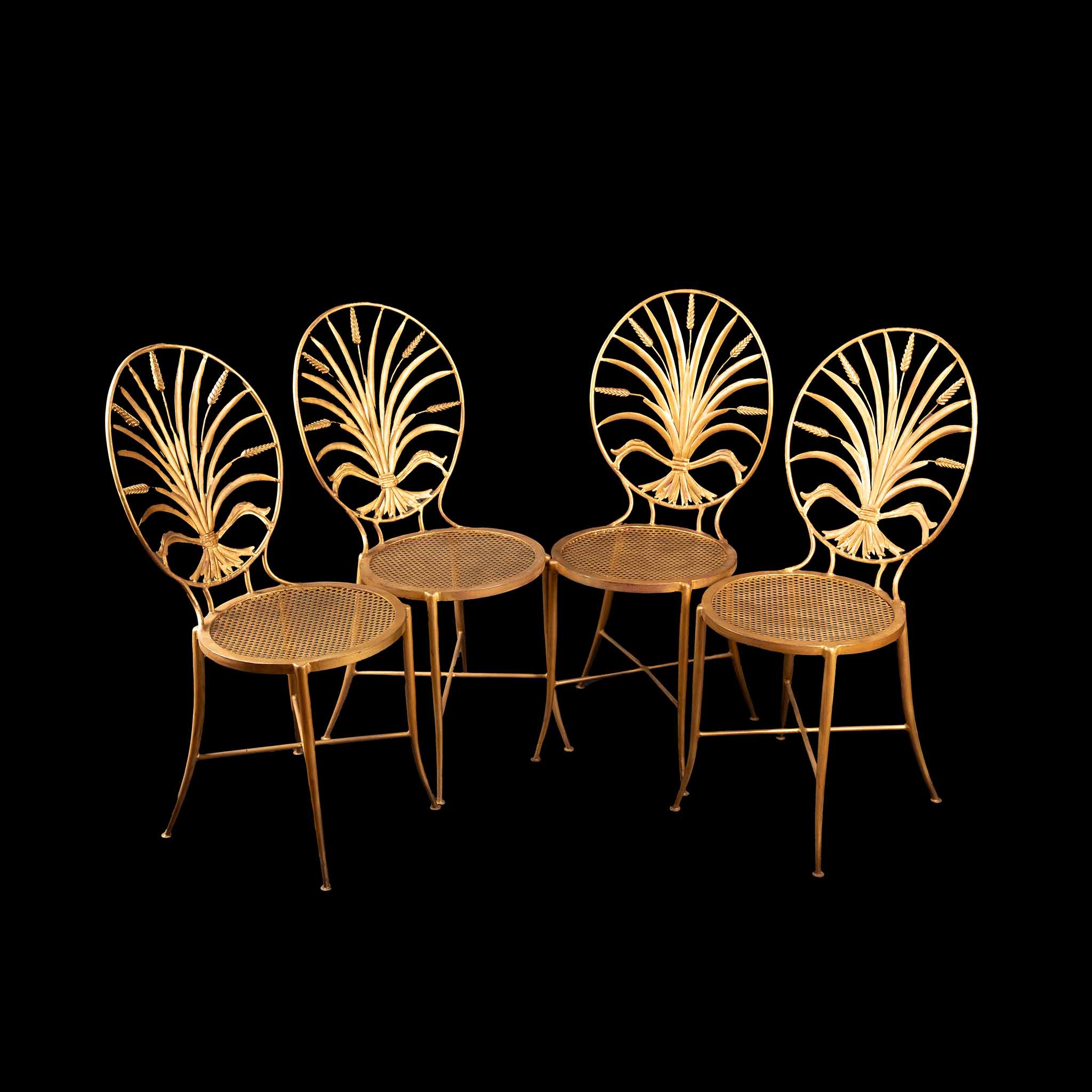 1960s Italian Wheat Back Chairs with Original Bistro Table by S. Salvadori