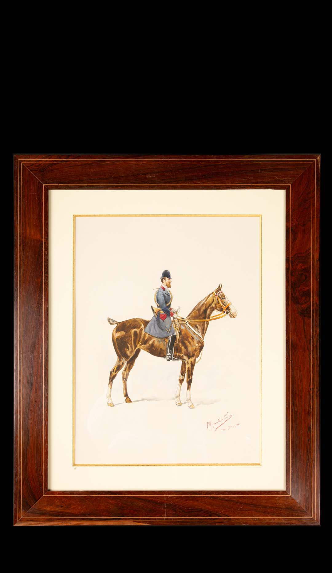 Timeless Equestrian Elegance: Paul Magne De La Croix's 1900 Watercolor