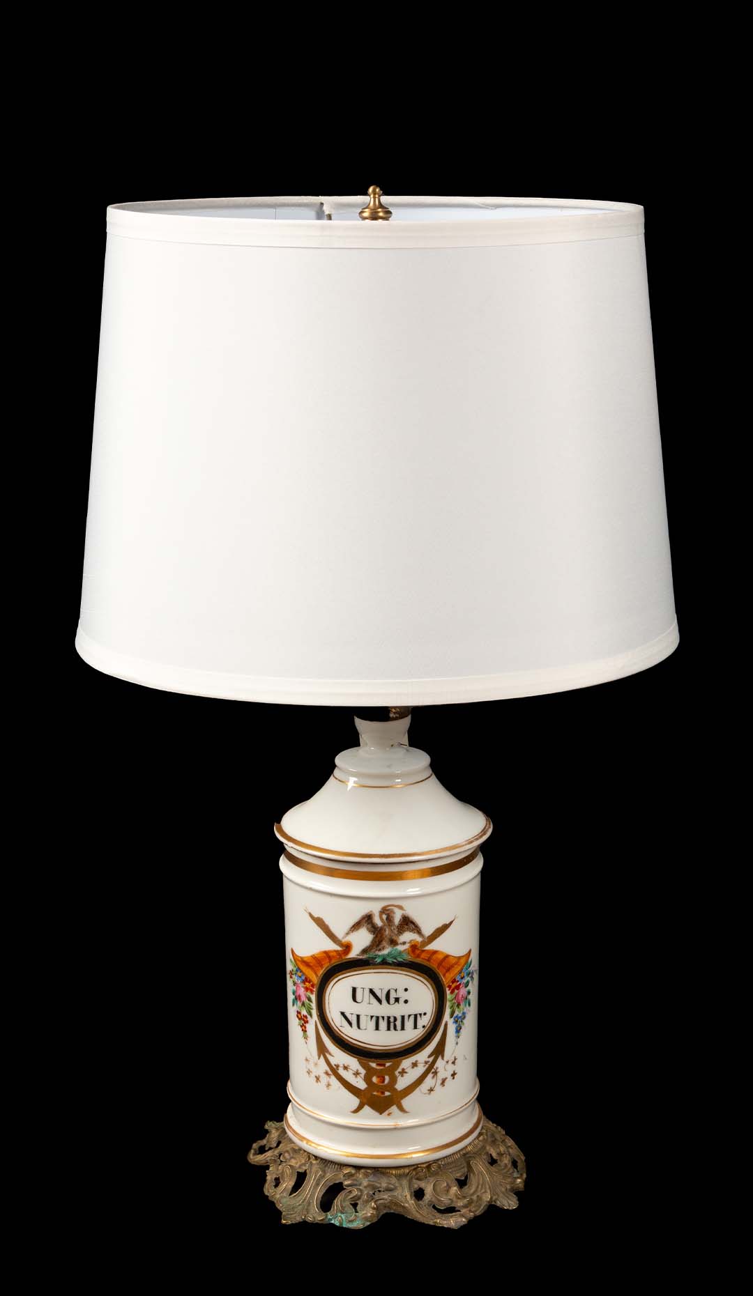 19th C. Apothecary Jar Mounted as a Lamp- 22.5H