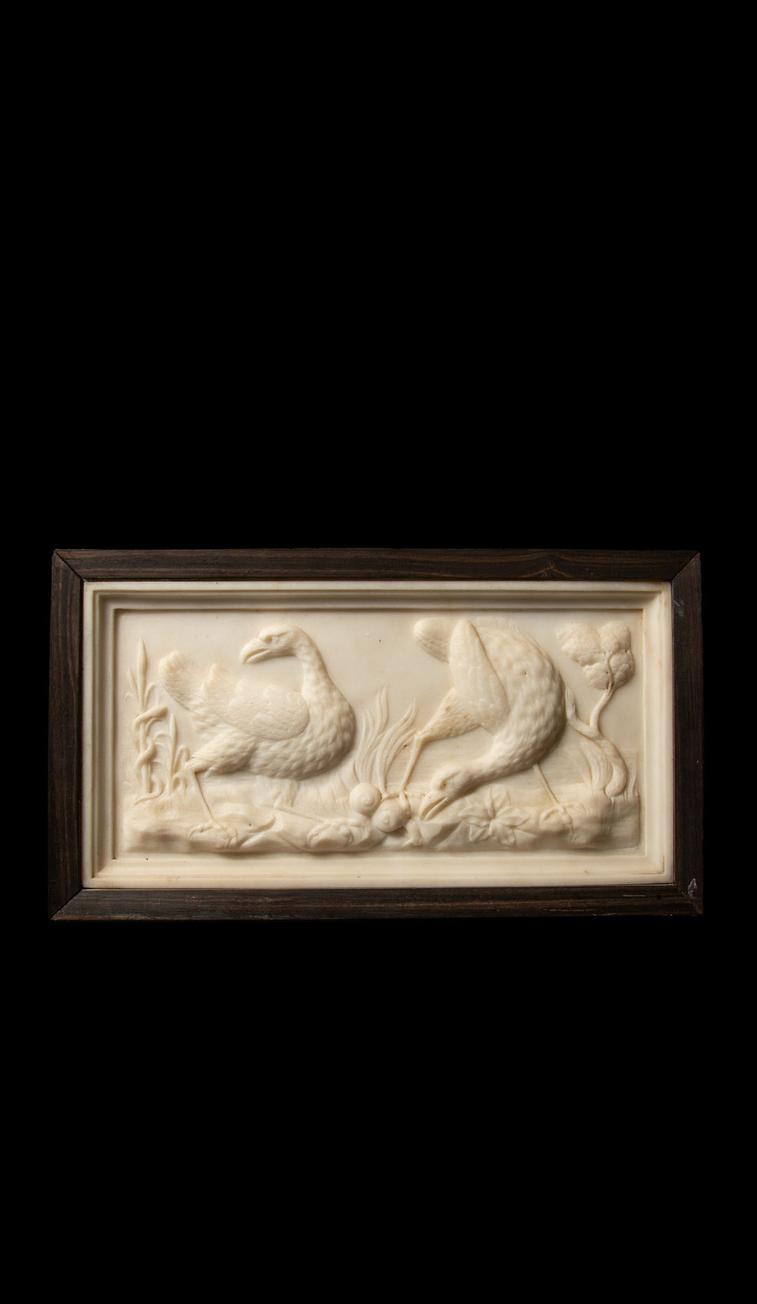 19th-Century Italian Marble Relief: Majestic Bustards in Exquisite Detail