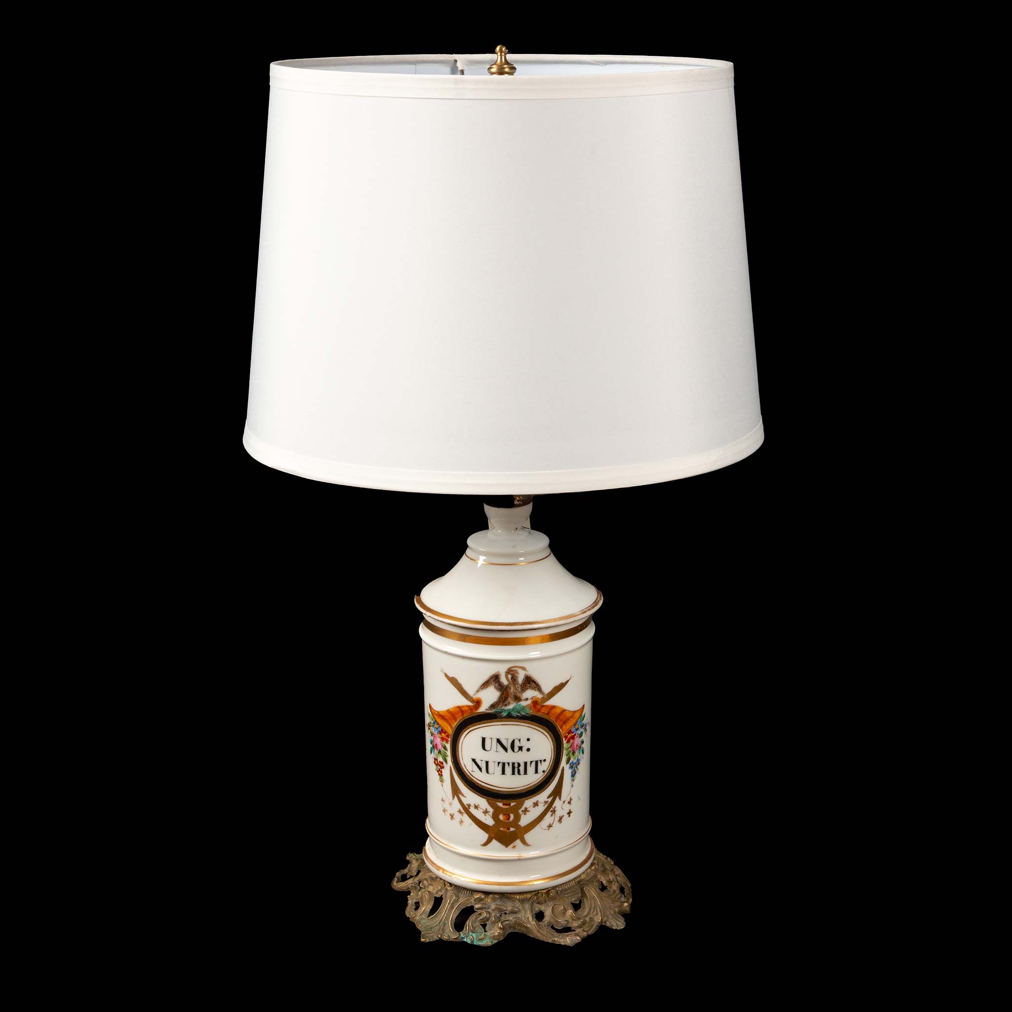 19th C. Apothecary Jar Mounted as a Lamp- 22.5H