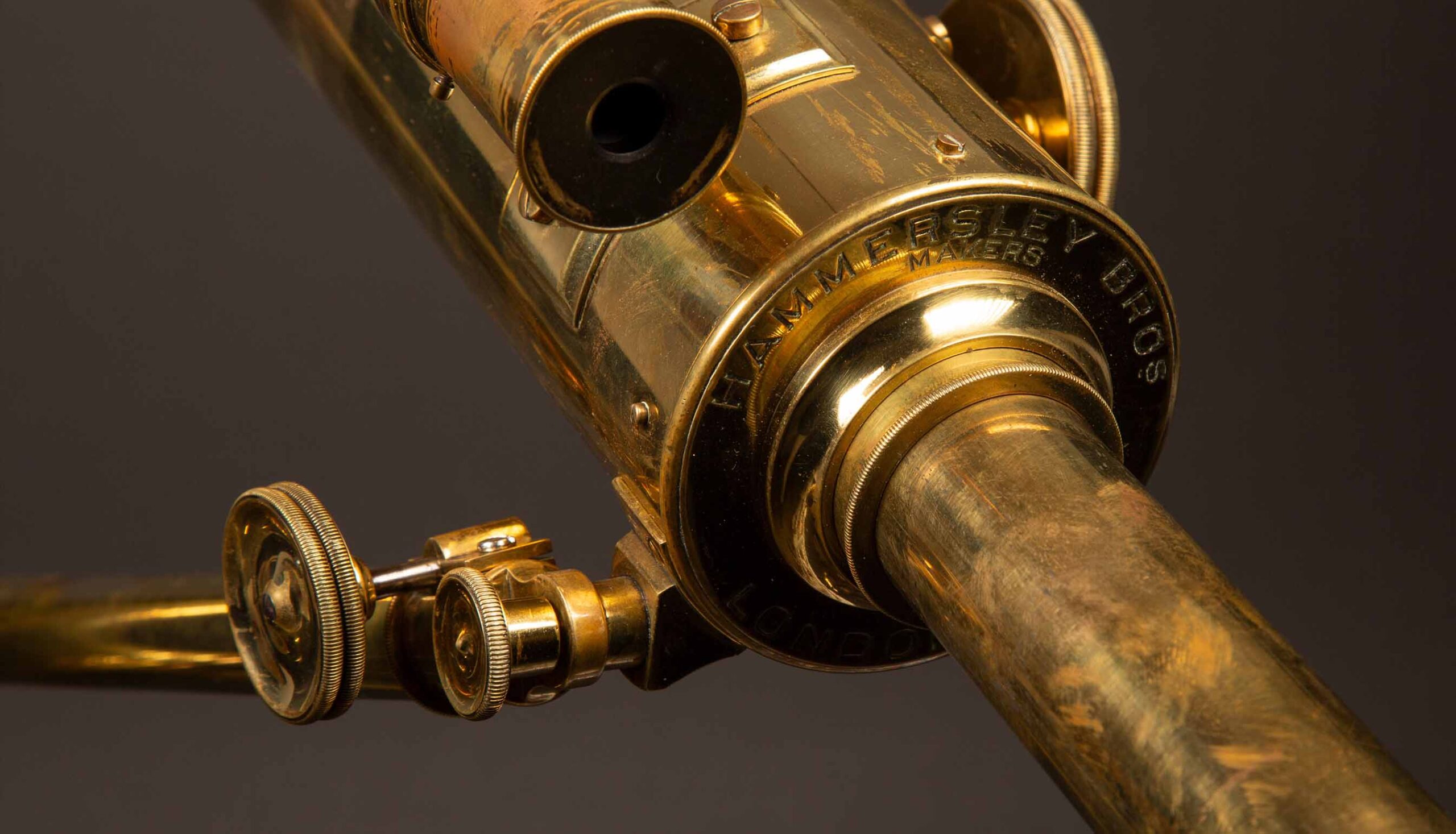 Exquisite 19th C. Brass Telescope by Hammersley Bros. with Original Wood Case