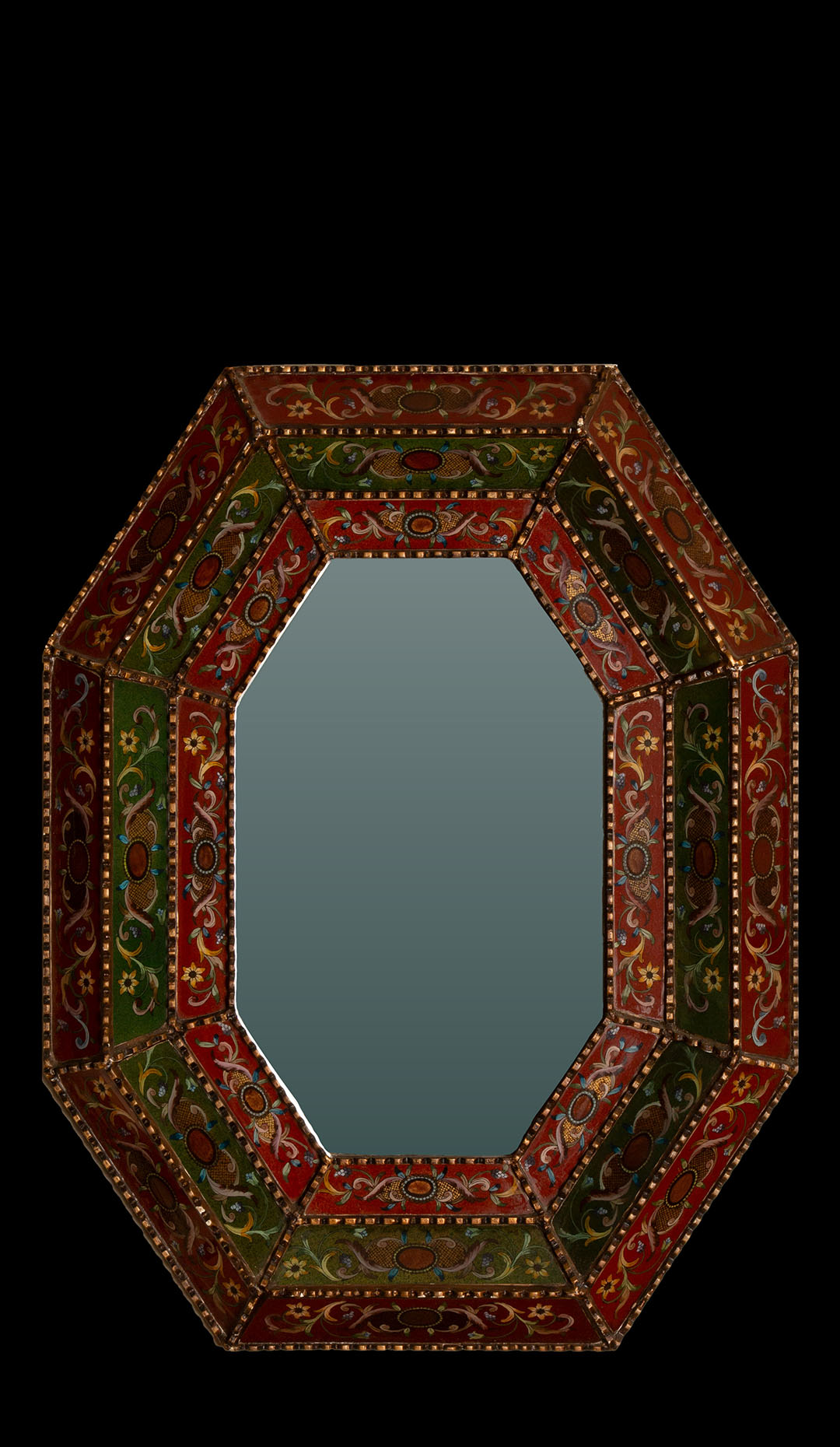Indian Églomisé Octagonal Wall Mirror 42