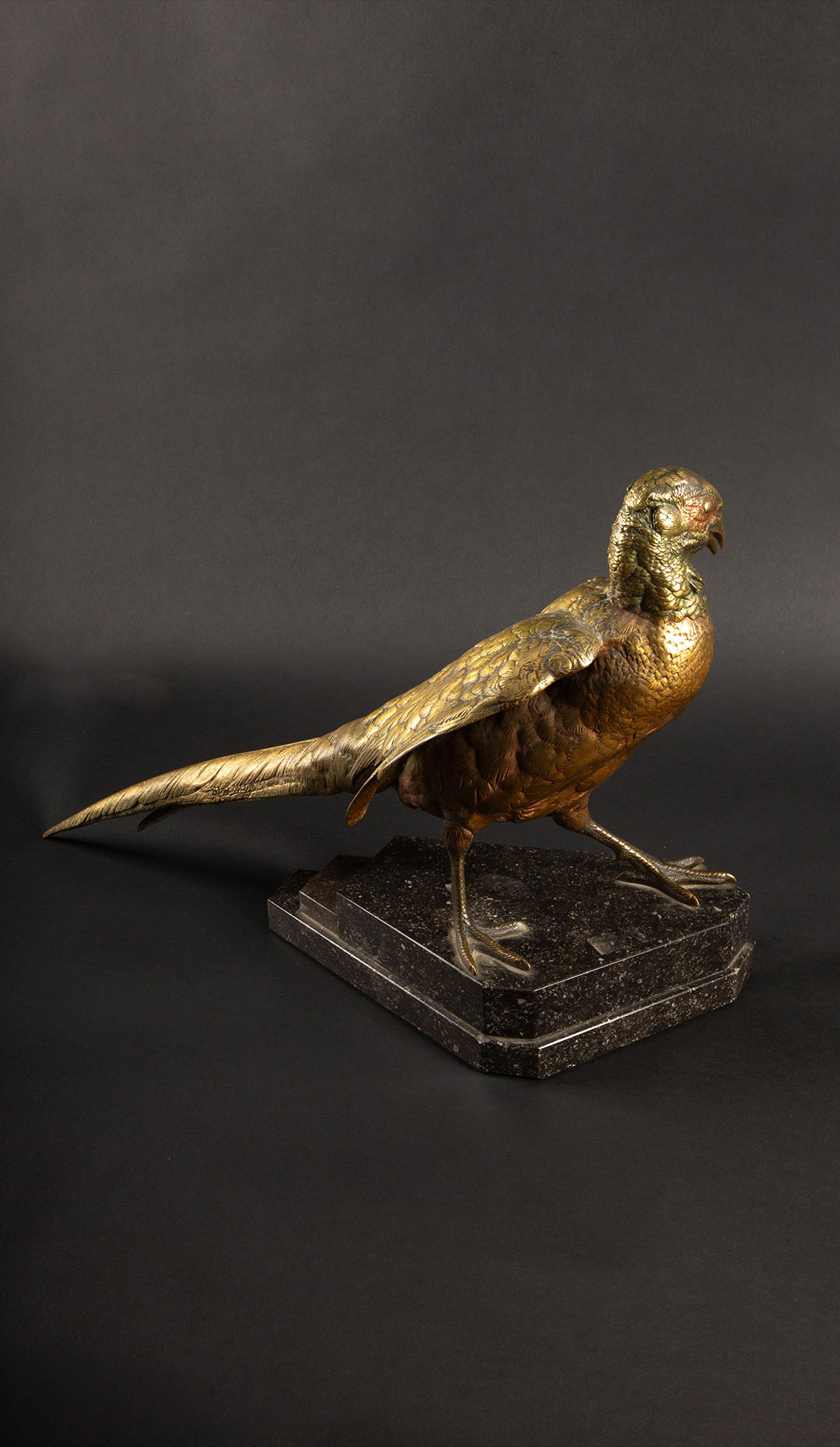 Exquisite Gilded Bronze Pheasant Sculpture by Jules Moigniez 16